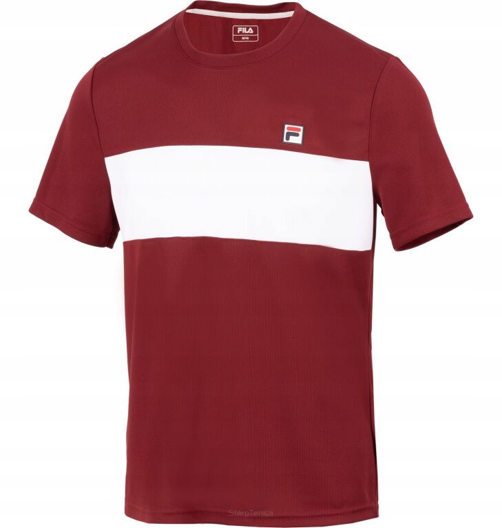 Koszulka tenisowa Fila T-shirt Bosse bordowo-biała XXL