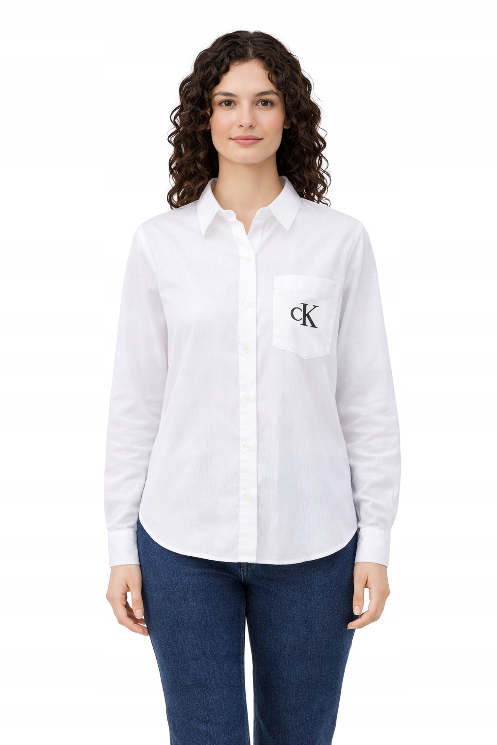 Calvin Klein Jeans Bílá Klasická Košile S Kapsou S I4B