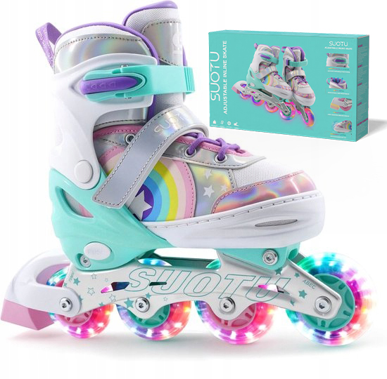 In-line brusle dětské nastavitelné 28–31 Led kolečka trojitá bezpečnost