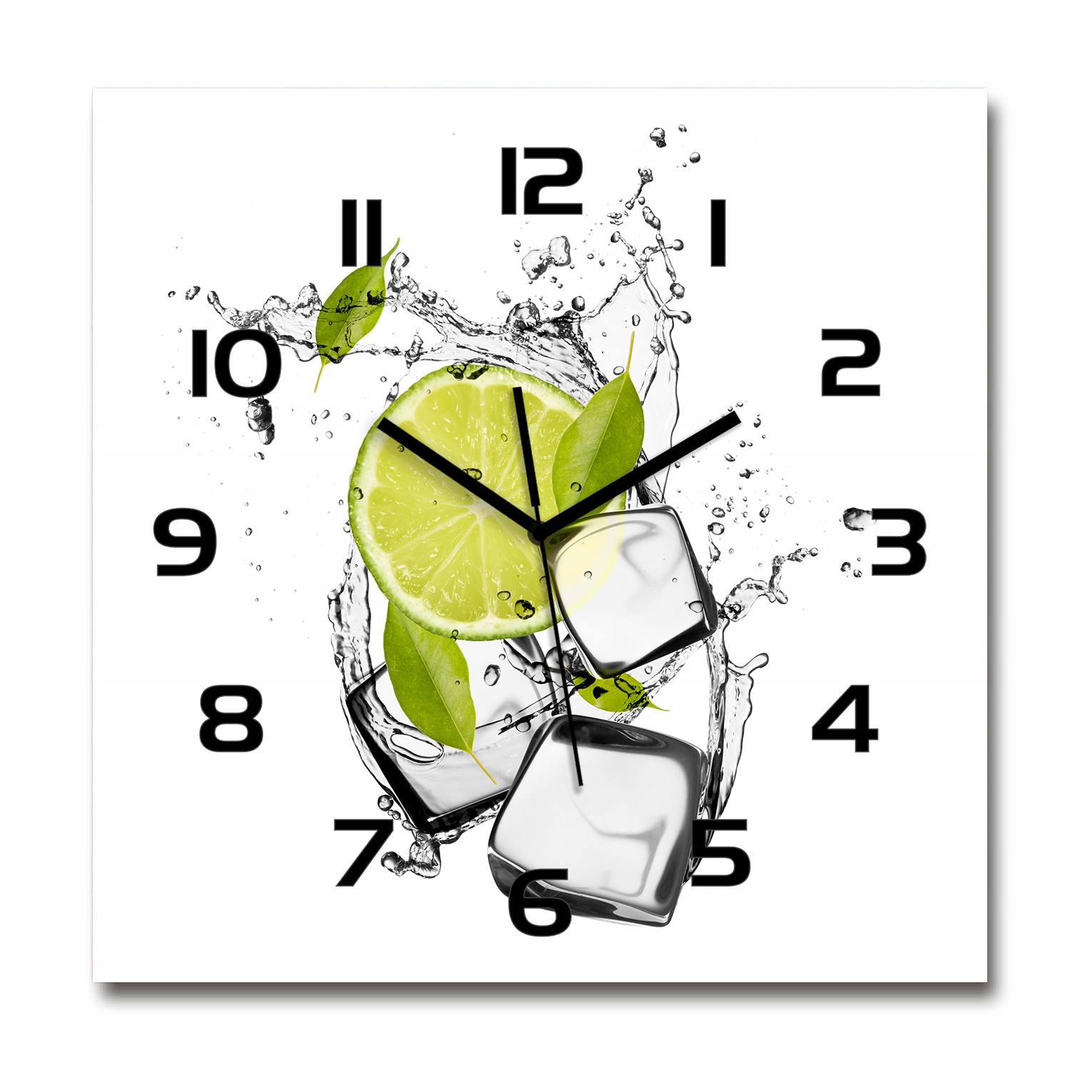 

Szklany duży zegar wiszący Limonka z lodem 60x60cm