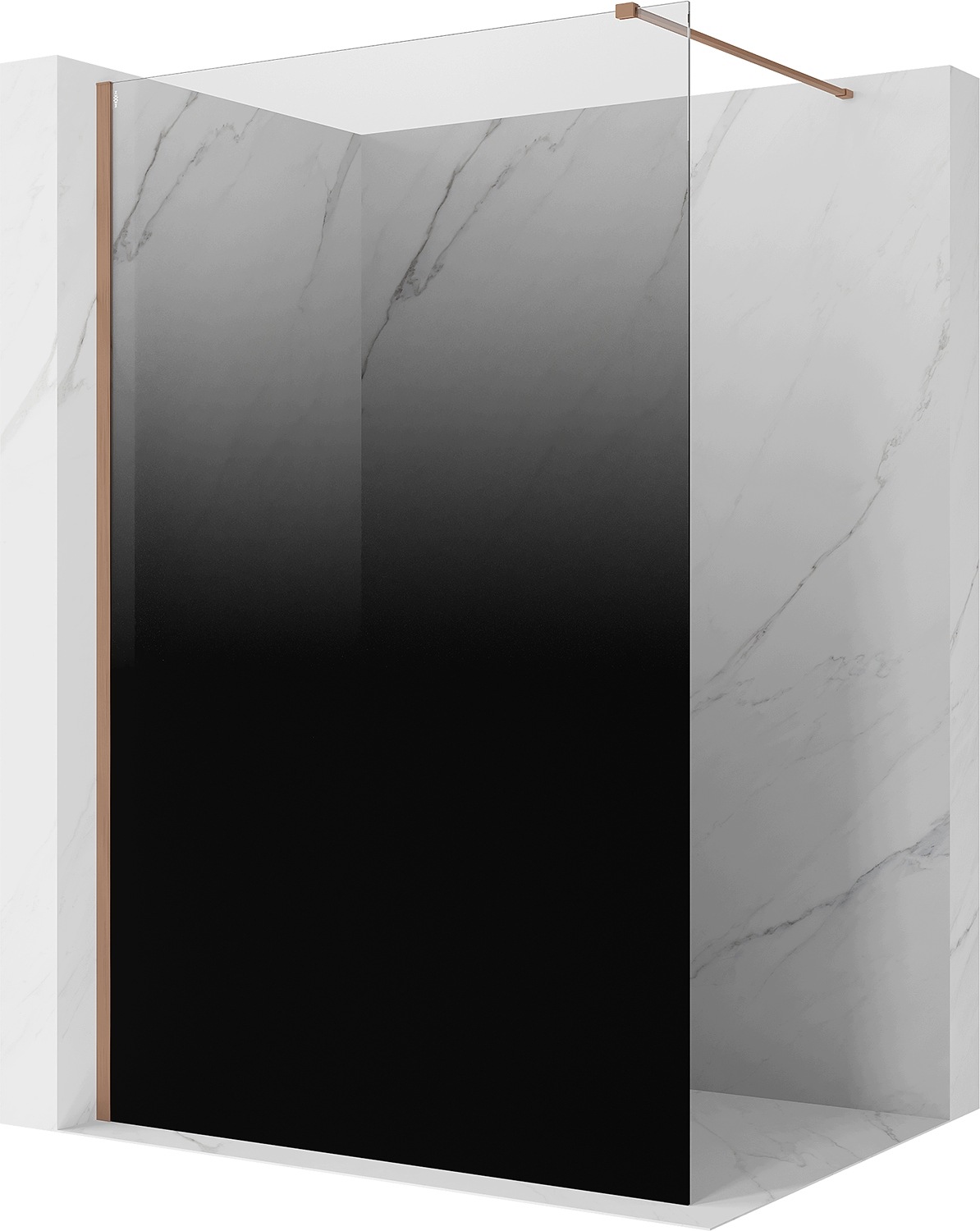 Mexen Kioto Ścianka Prysznicowa Walk-in 90X200CM Czarna 8MM Miedź Szczotka