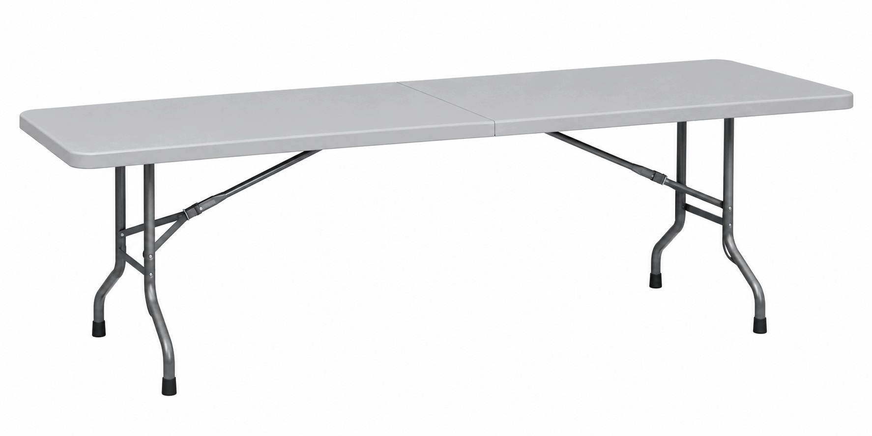 Skládací cateringový stůl 244x76 cm Hdpe šedý nosnost 200 kg pro 8-10 osob