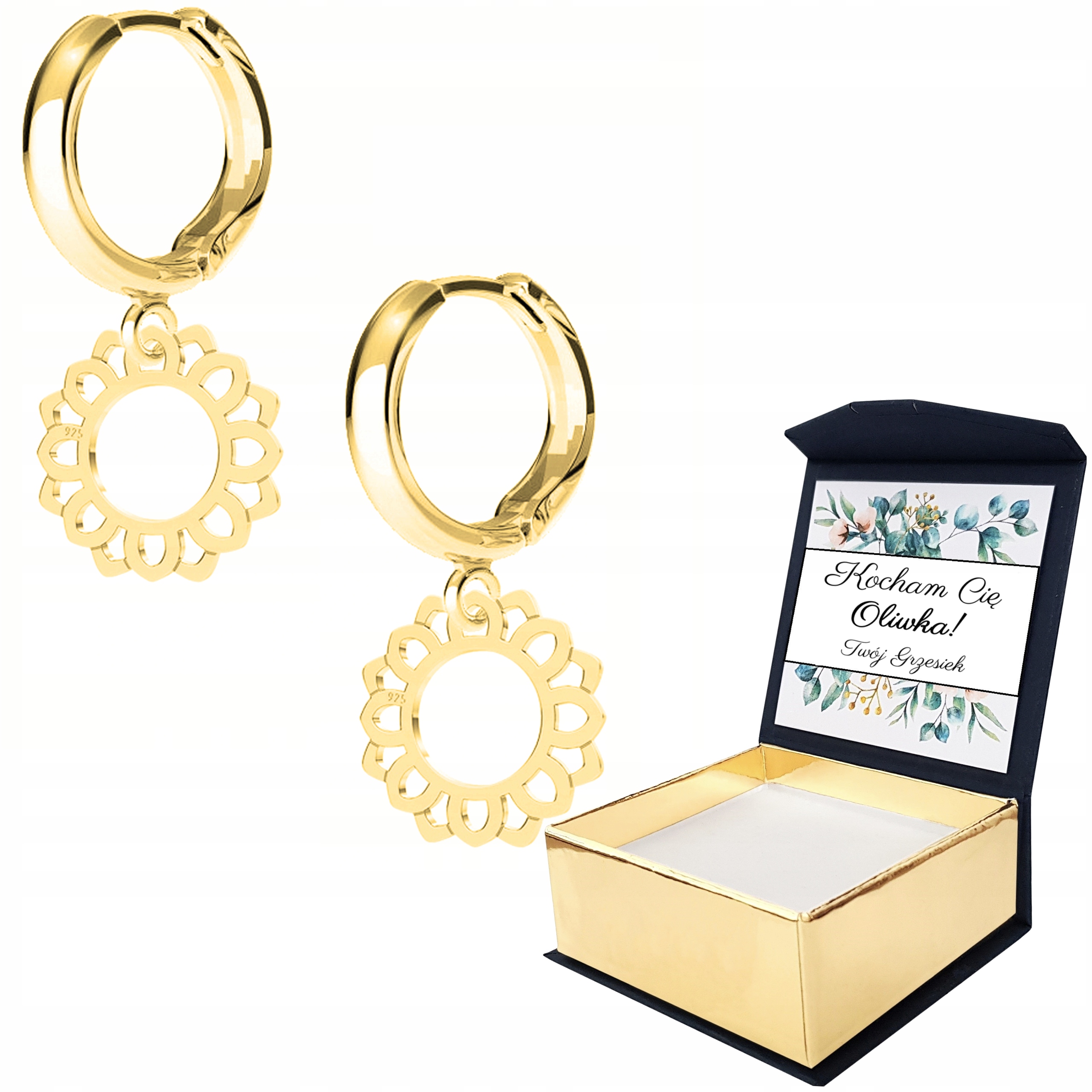 Náušnice zlaté Růžička Květ 925 Vlastní Potisk