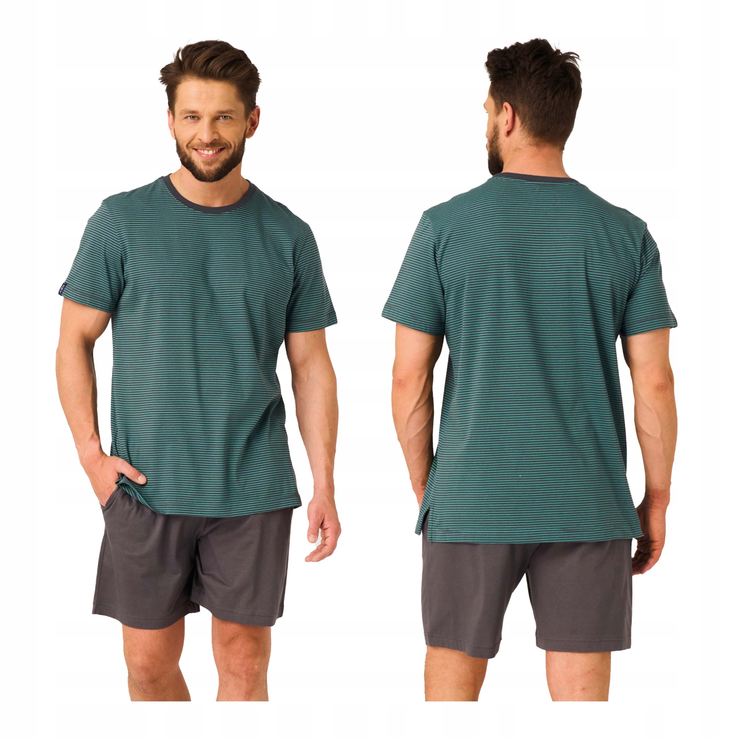 Pánské bavlněné krátké pyžamo XXL s krátkým rukávem, krátké kraťasy Key
