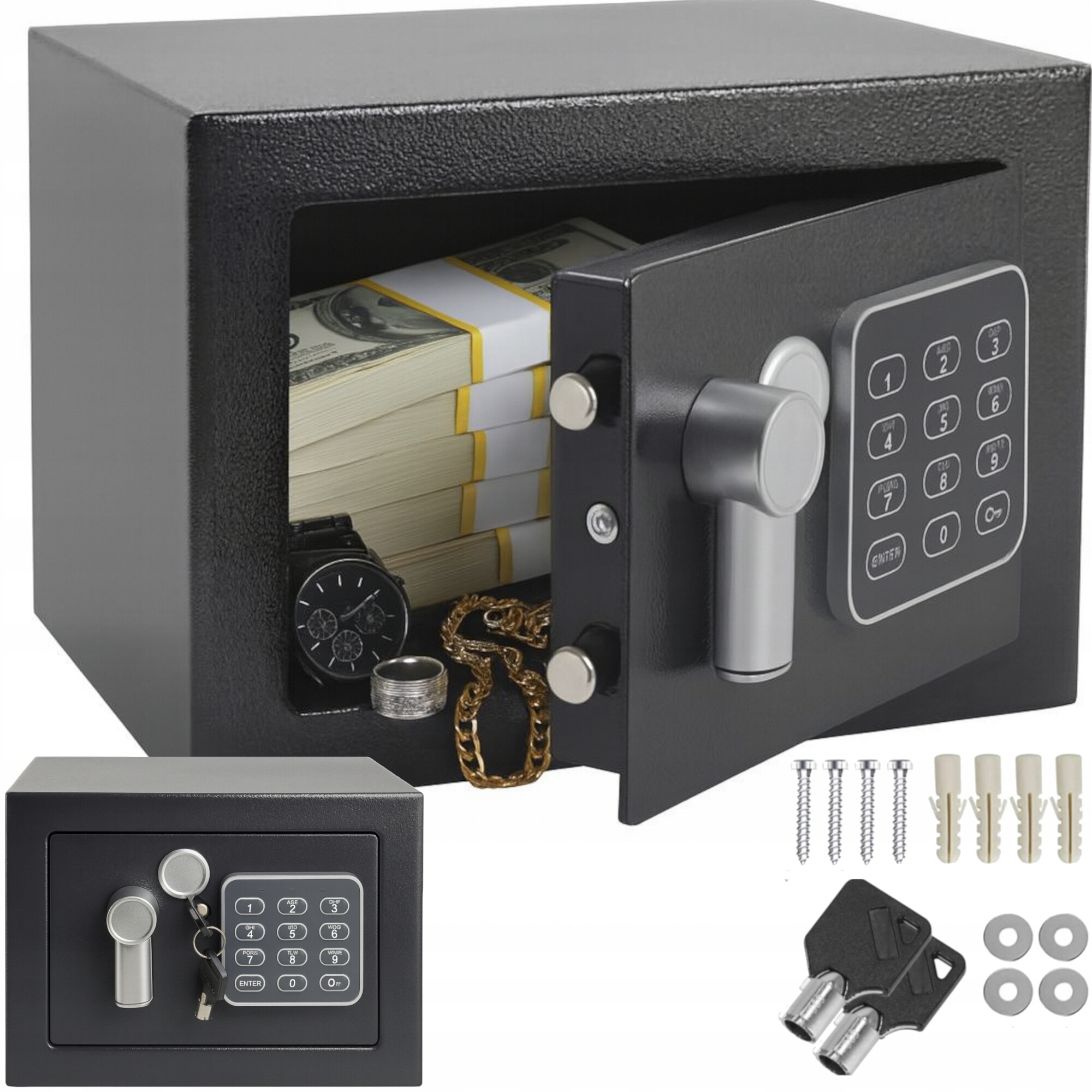 Sejf Domowy Na Kod Pin Szyfr Biurowy Meblowy Elektroniczny 2 Klucze