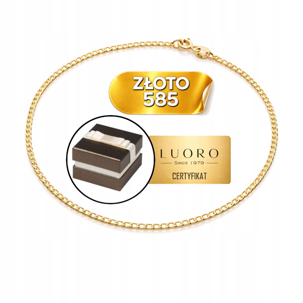 Zlatý Náramek Na Nohu 585 14K Vazba Pancířová Hladká 25 CM Elegantní