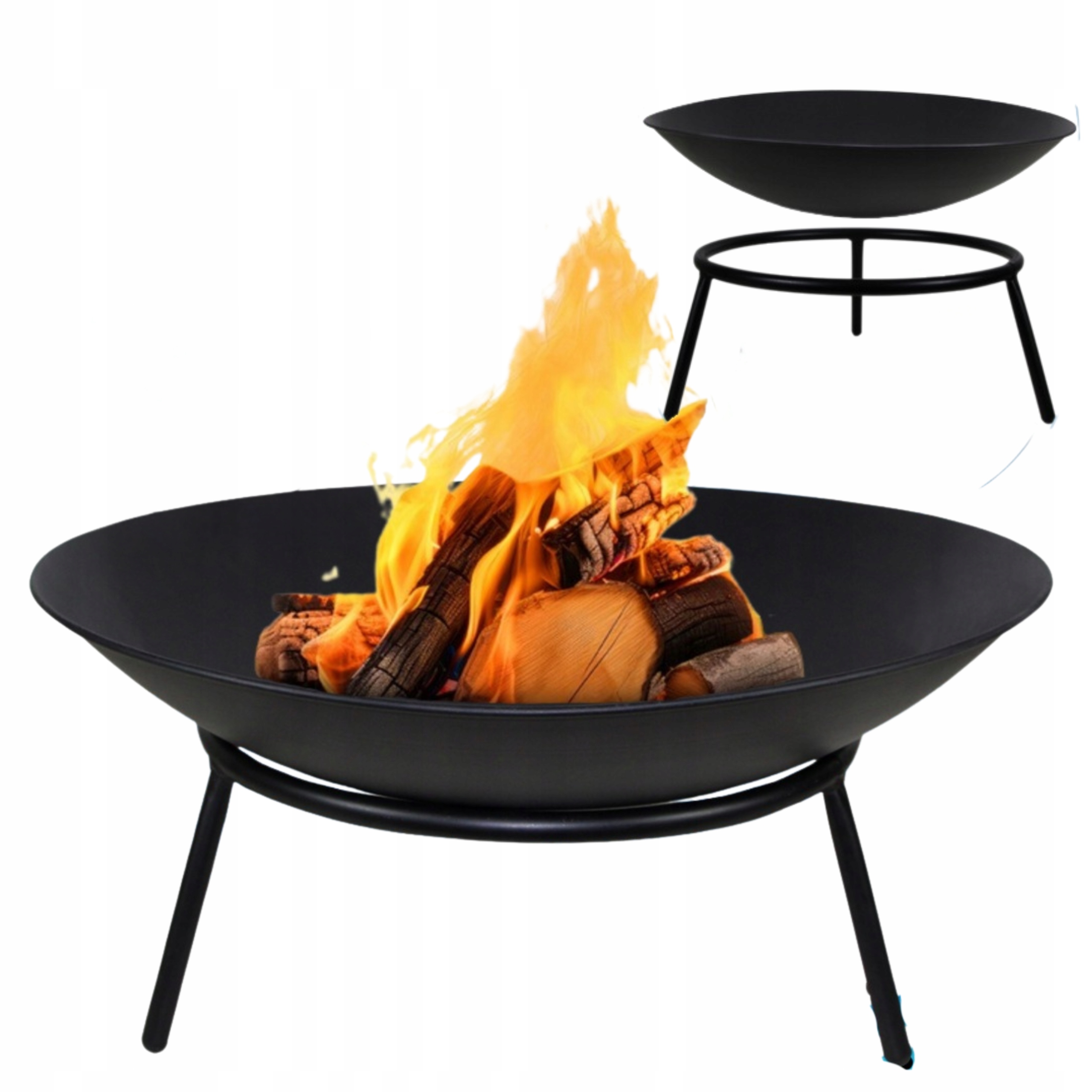 Palenisko Ogrodowe Do Ogniska Grilla Na Taras 60CM Duże Czarna Stal Palermo