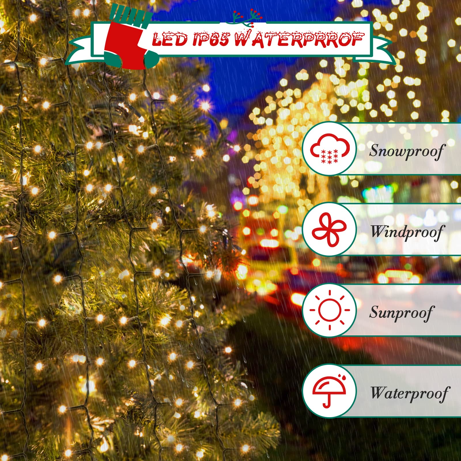 CSHARE Oświetlenie Choinkowe Grilanda Świąteczna 8 Trybów IP44 3M 592 LED — miniatura 4