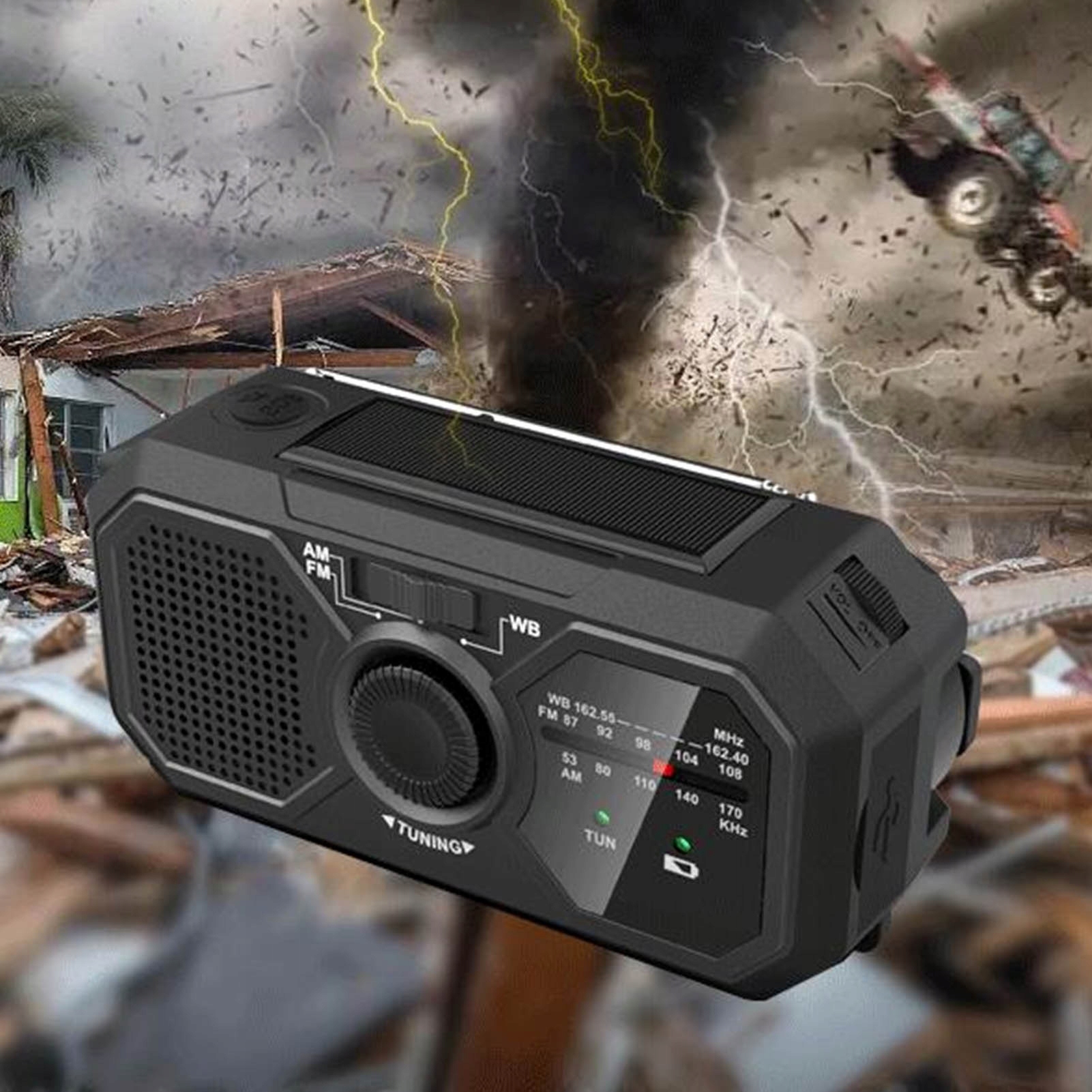 Radio awaryjne na korbkę solarne Am Fm Sos