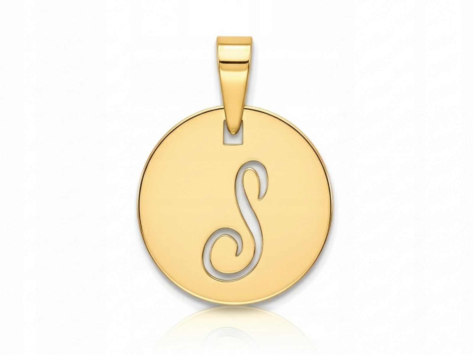 Zlatý přívěsek 585 s vyřezaným písmenem S, kulatá destička, 0.93 g dárek