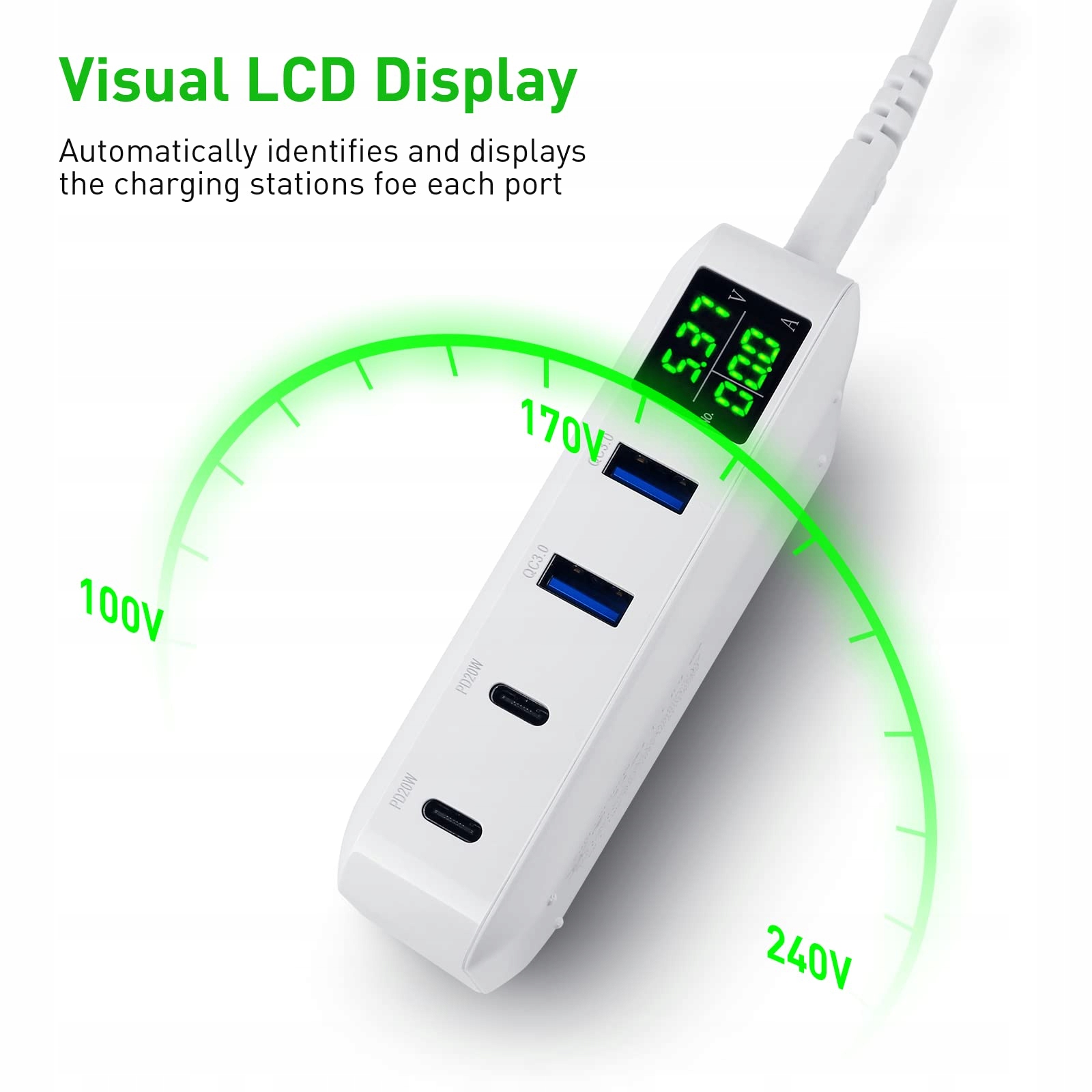 IOUGDSEC Stacja Ładowania 70W 4 Porty PD20W QC3.0 Do iPhone iPad Android — miniatura 4