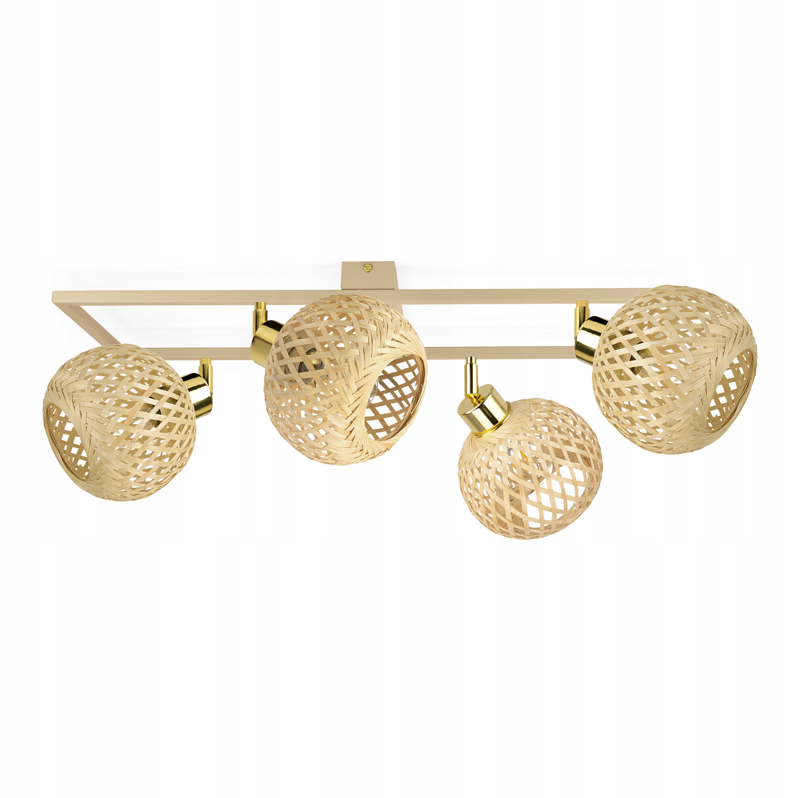 Stropní Svítidlo Ratanový lustr Béžová Boho 4xE27 Regulovatelný Rámeček Velký obývací pokoj