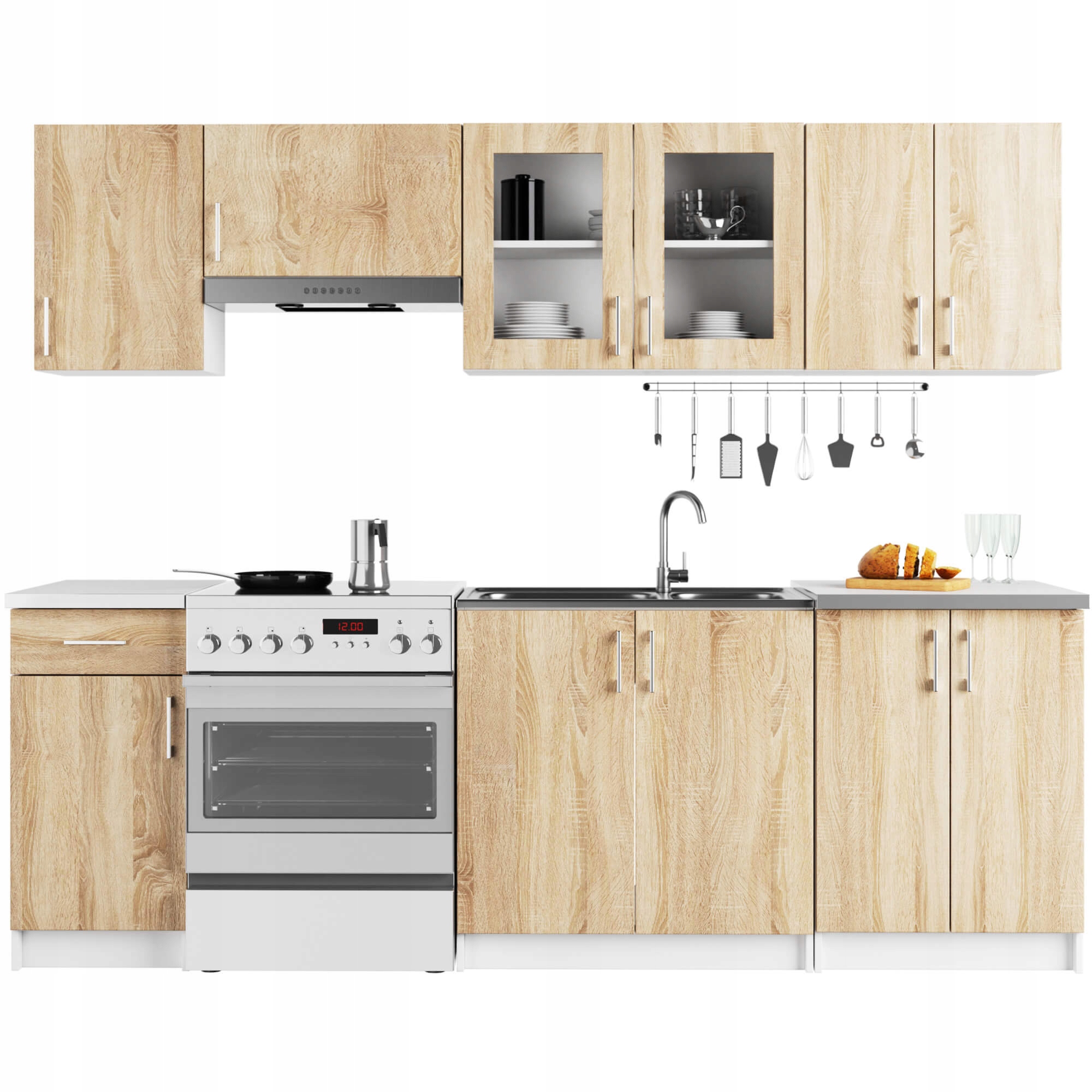 Kuchyňský Set S Vitrínou Lima 2.4 M Bílá Dub Sonoma Akd