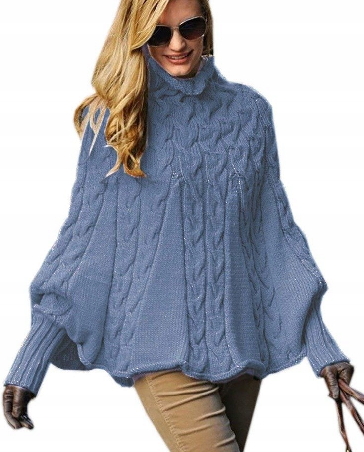 

Mikos sweter damski Poncho z rękawami 641