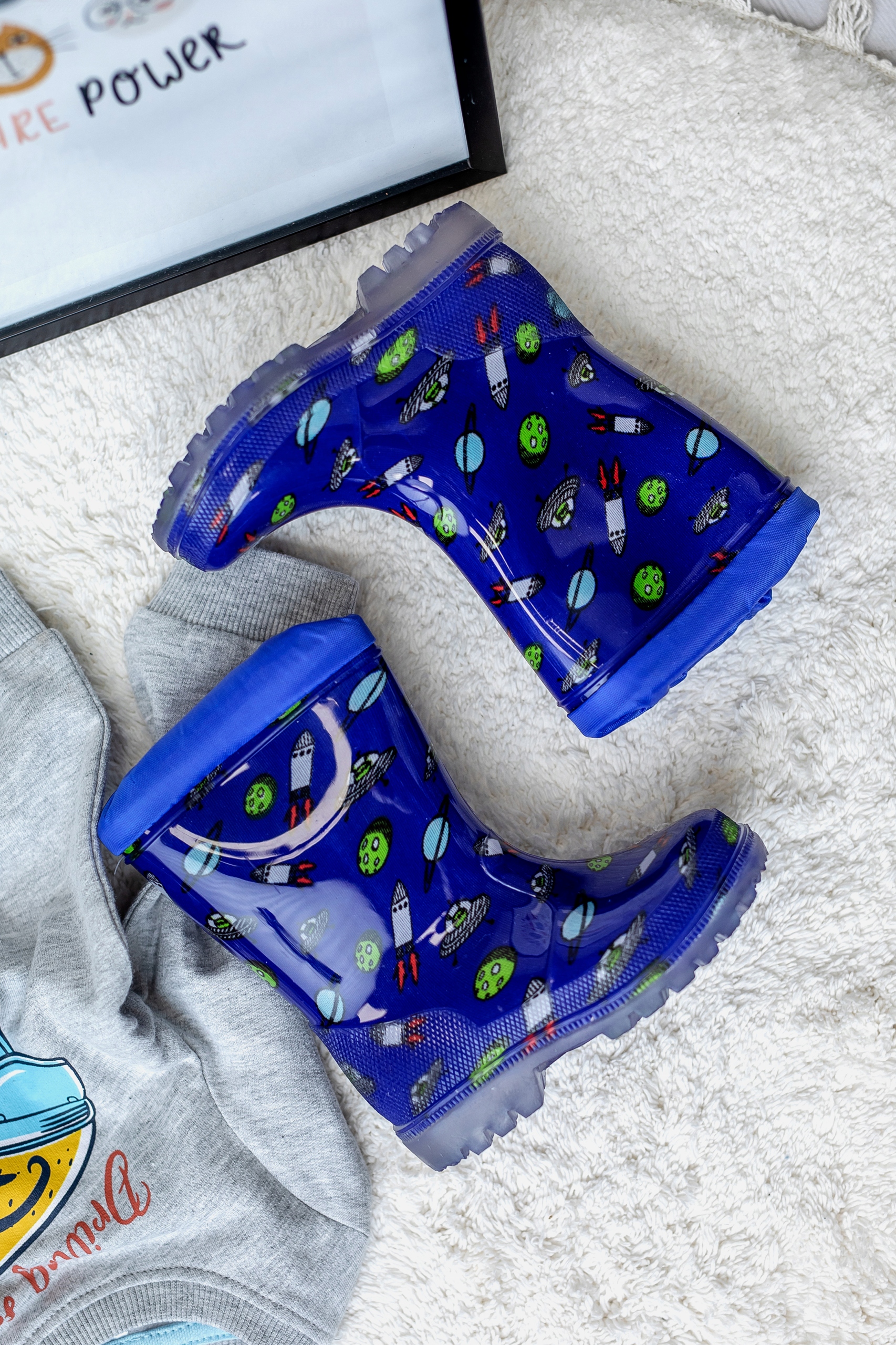 Kalosze dziecięce UFO niebieskie WOJTYŁKO (32) Kolor niebieski