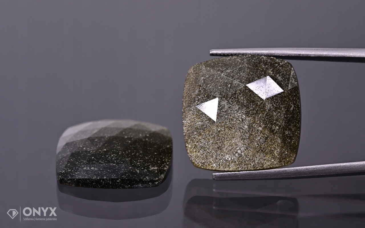 Obsidián zlatá fazetovaná rozeta Para cushion 19x1