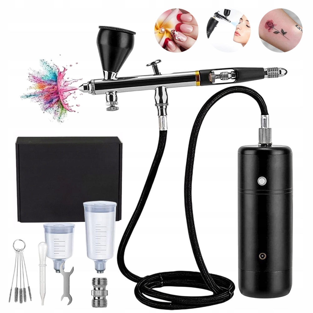 Přenosná sada aerografu s kompresorem, Mini sada aerografu, černá