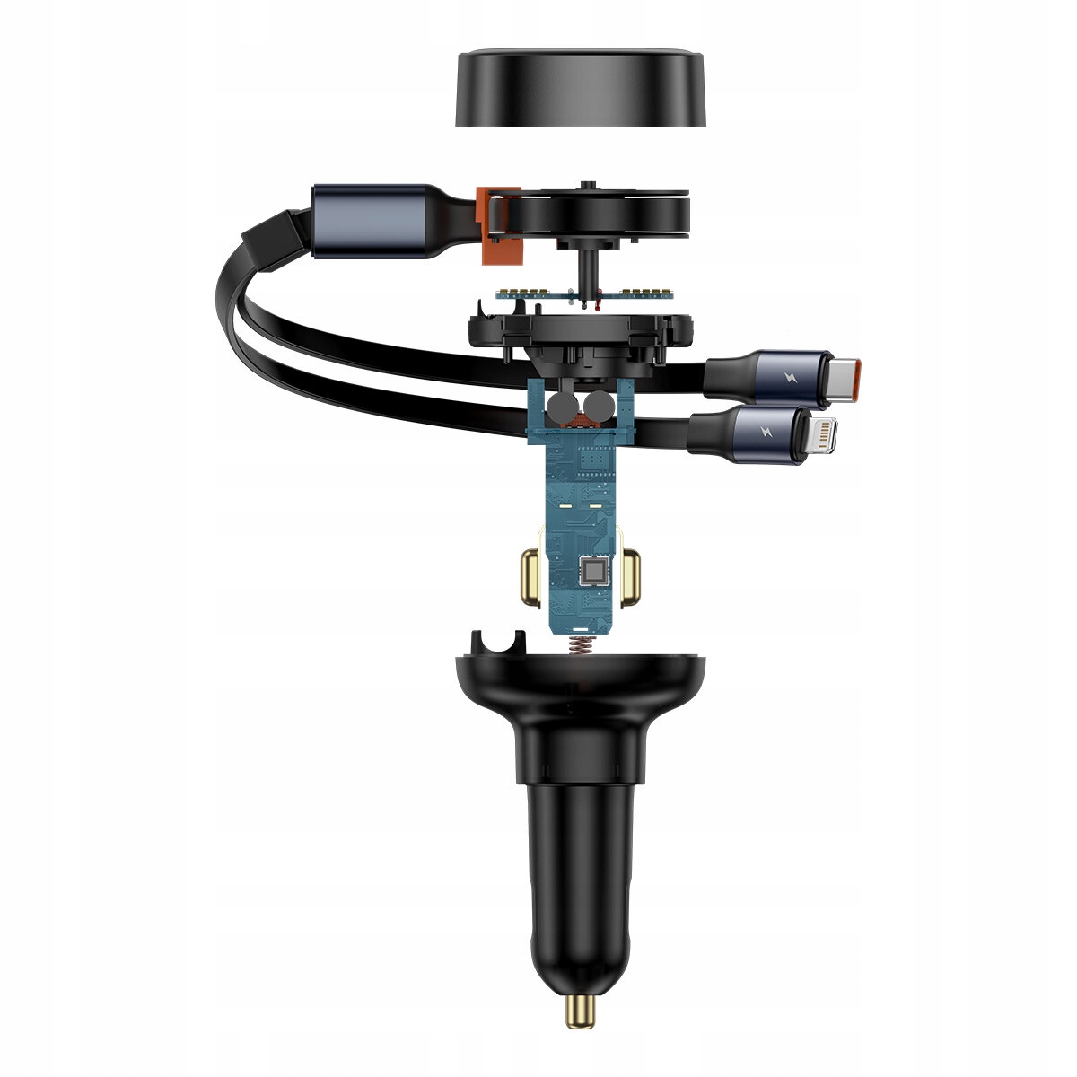 BASEUS SZYBKA ŁADOWARKA SAMOCHODOWA USB-C z KABLEM USB-C/Lightning 60W Złącza USB typ C