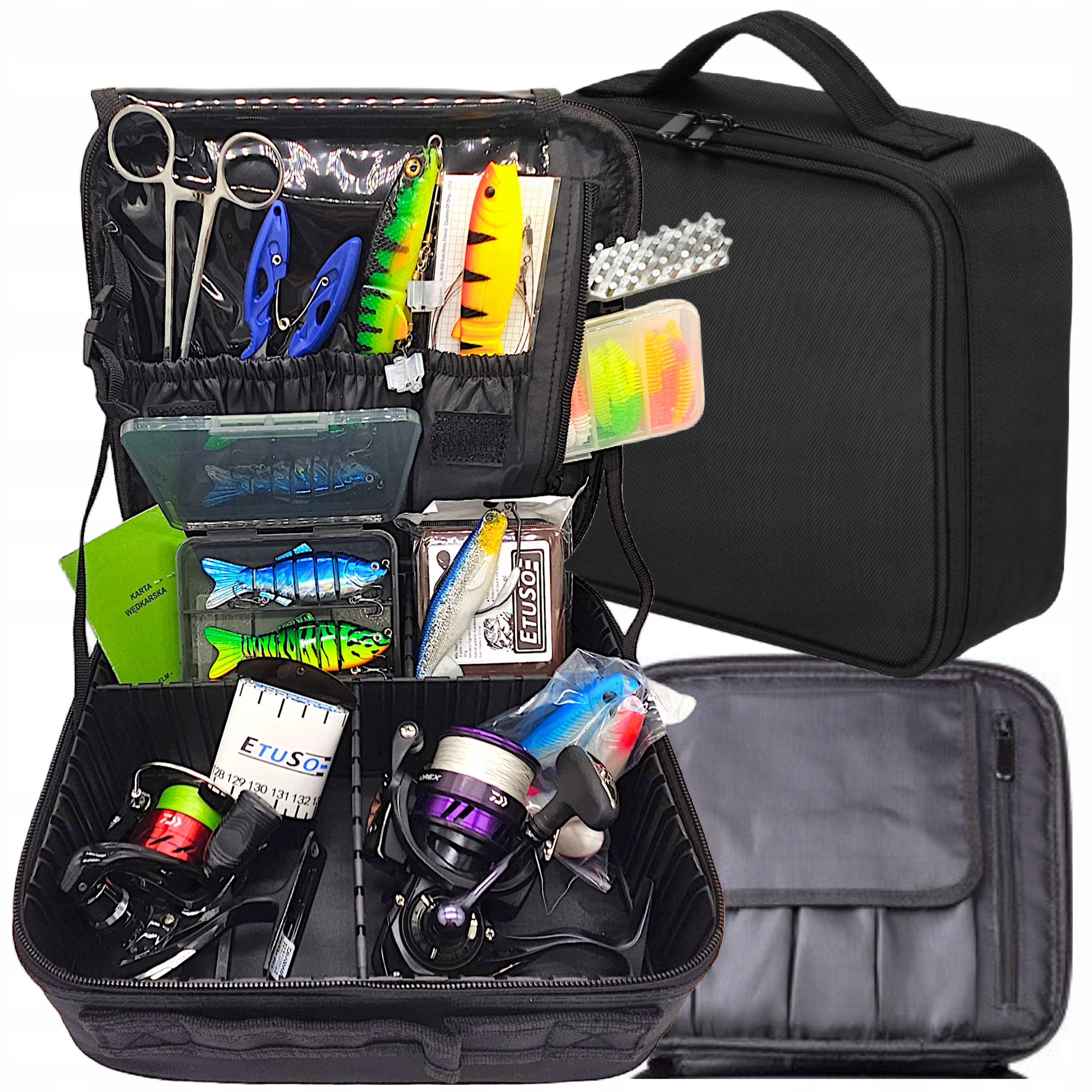 Torba Wędkarska Sztywna Organizer na Kołowrotki Duże Przynęty Spinningowe