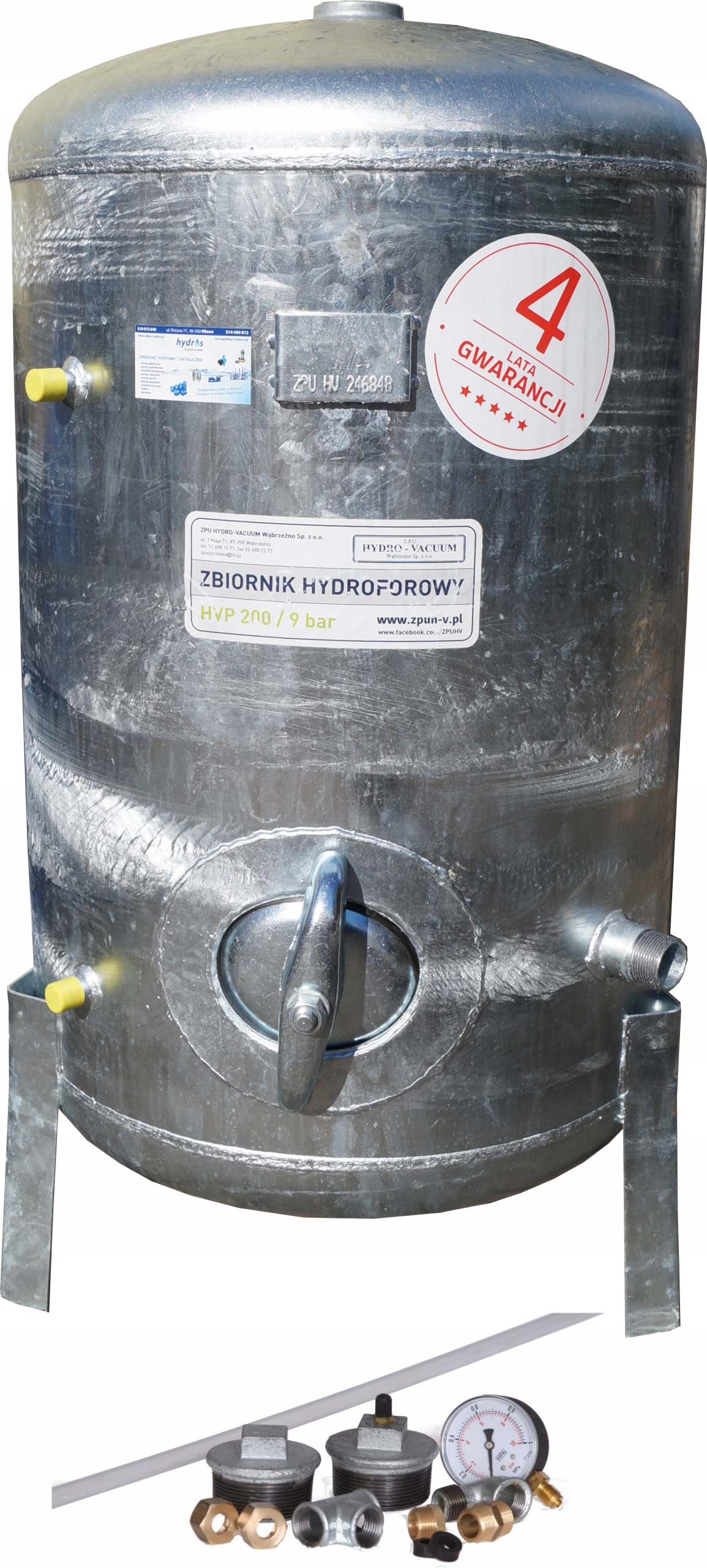 

Zbiornik hydrofor 200L ocynkowany 9bar +osp H-v.