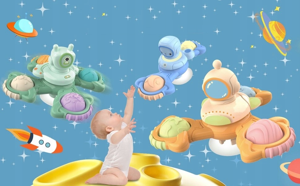 FIDGET SPINNER Z PRZYSSAWKĄ SENSORYCZNĄ KĄPIEL PREZENT GRZECHOTKA 3 SZTUKI Marka bez marki