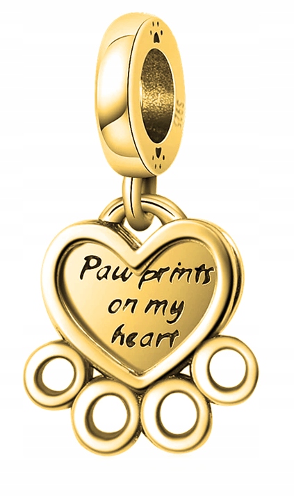 Zlatý Charms Chňapka Psa Kočka Srdce Kočka Psí Tlapka Otisk Kočka Stříbro 925
