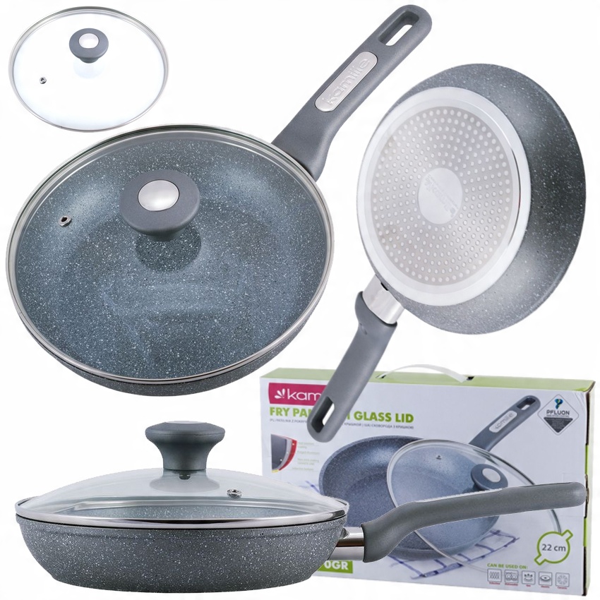 

Patelnia Granitowa 22 cm Z Pokrywką W Zestawie