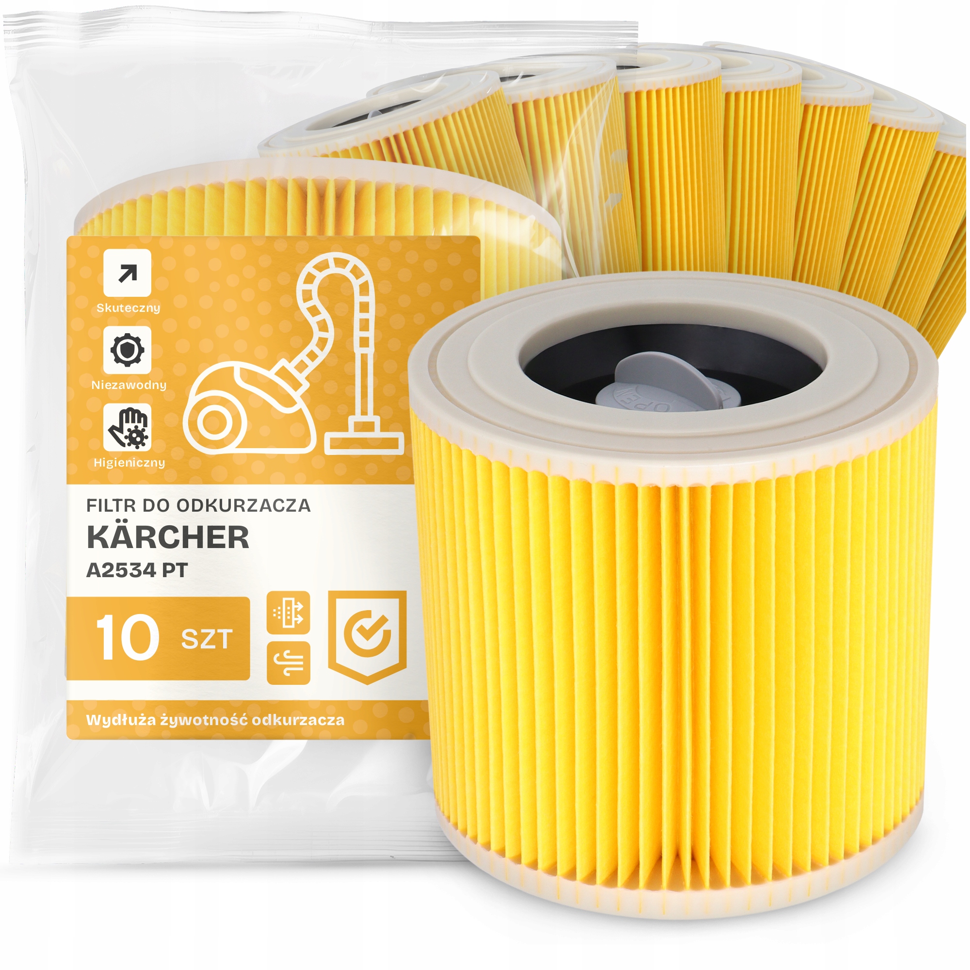 10 x Filtr Pro Vysavač Kärcher A2534 Pt Vzduch Výkonný Náhradník Em-w