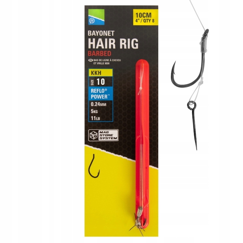 Preston Przypony Kkh Bayonet Mag Store Hair Rigs 10cm rozmiar 10 8 szt.