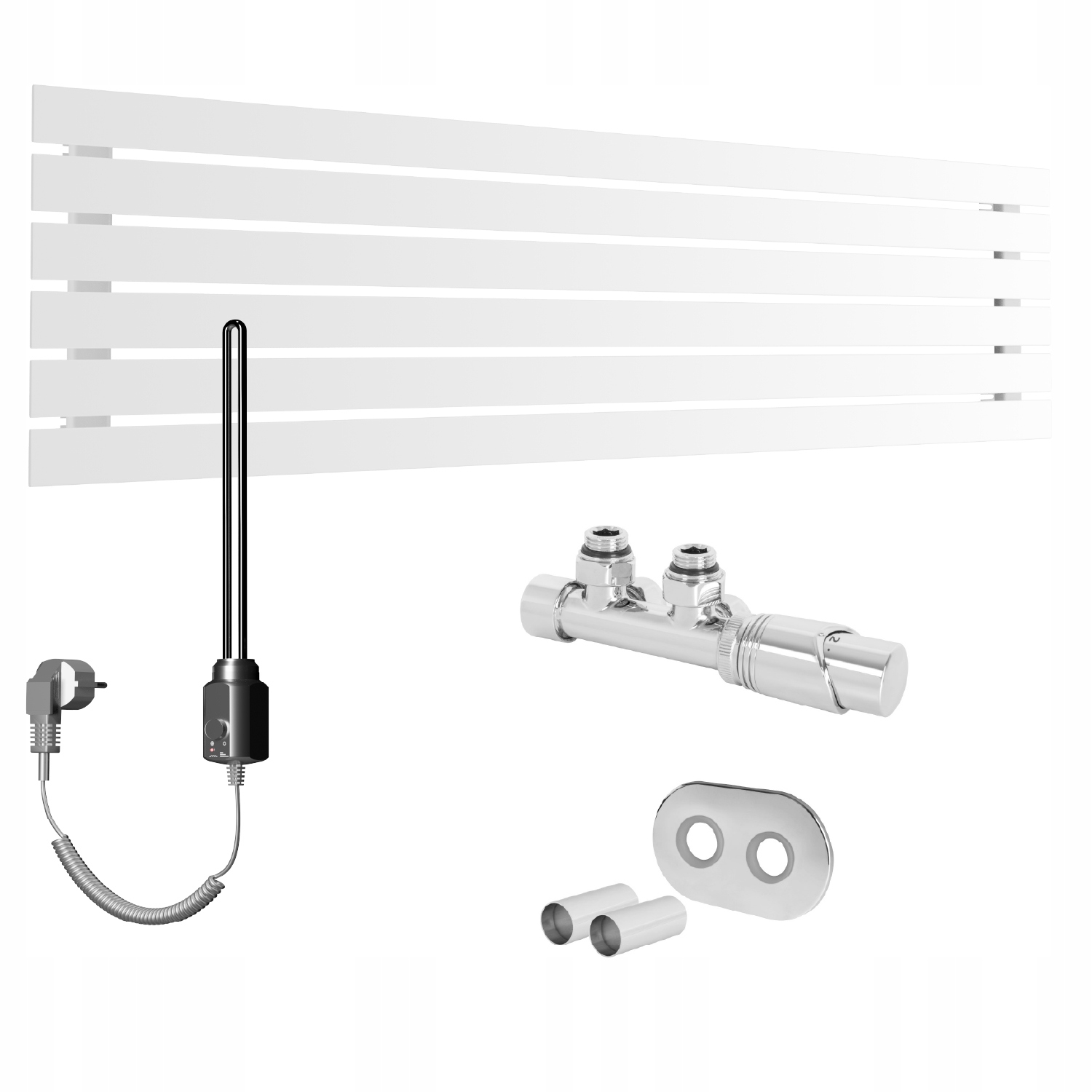 Set Vodovodní a elektrický radiátor horizontální Bello 45x100 Bílý Mat Hladký