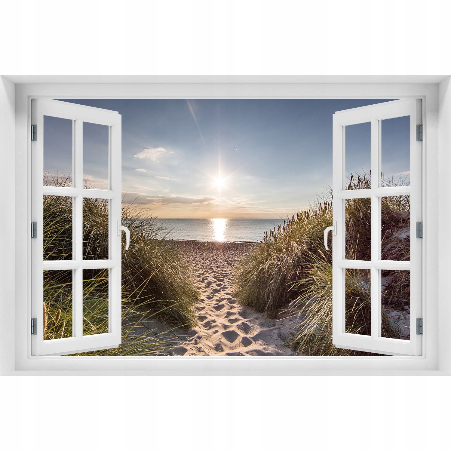 

3D Okno Naklejka na ścianę Nadmorskie wydmy