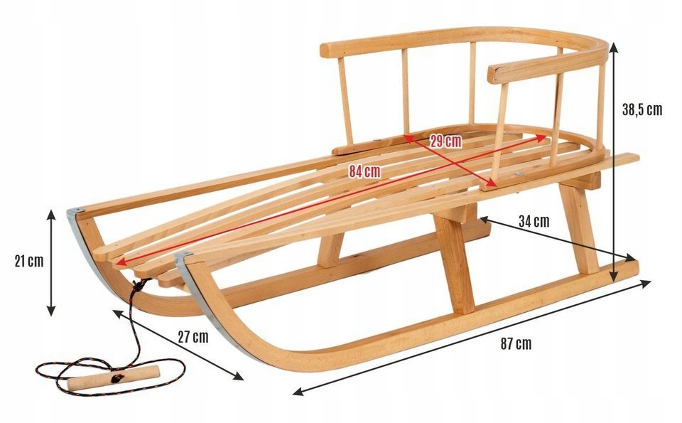 масивні дерев'яні санчата ПОЛЬСЬКА спинка ручка шнура МАТРАЦ Код виробника toma_I_d_mat