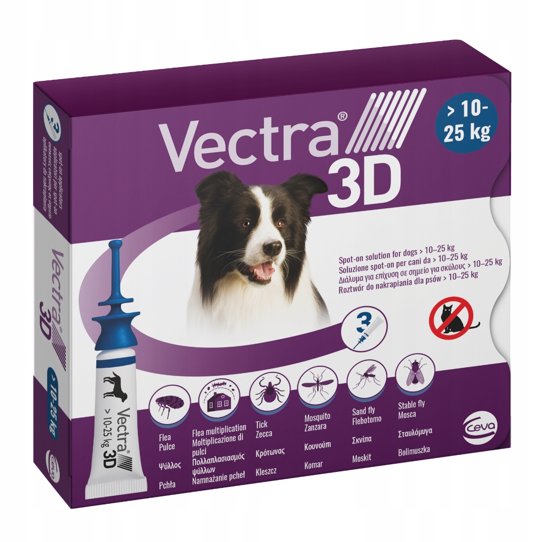 Vectra 3D Preparat Na Kleszcze Pchły Komary Dla Psów 10-25kg 3x3,6ml