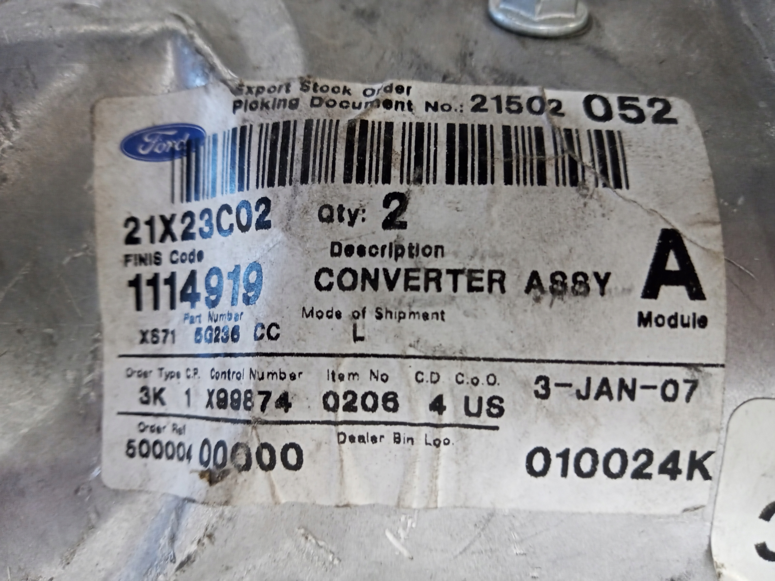 KATALIZATOR FORD MONDEO PUMA 1996-2000 2.5L Durate Numer katalogowy części XS71-5G236-CC