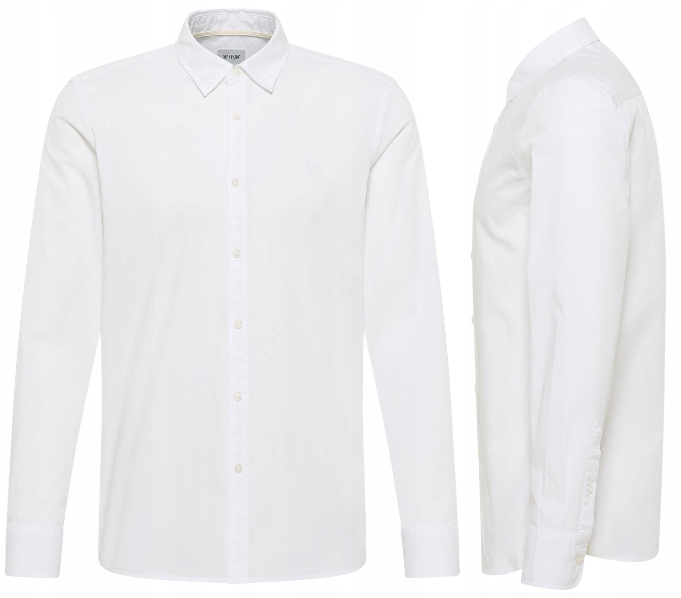 Bílá pánská košile s dlouhým rukávem Mustang Canton Slim, vhodná vel.