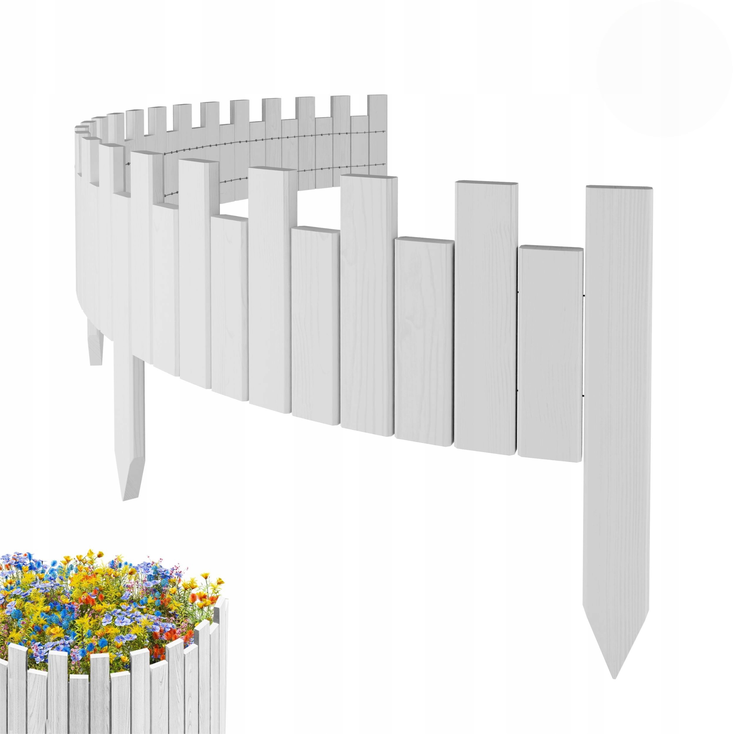 Dřevěný zahradní plot, palisáda, obrubník 200 x 20 cm, bílý