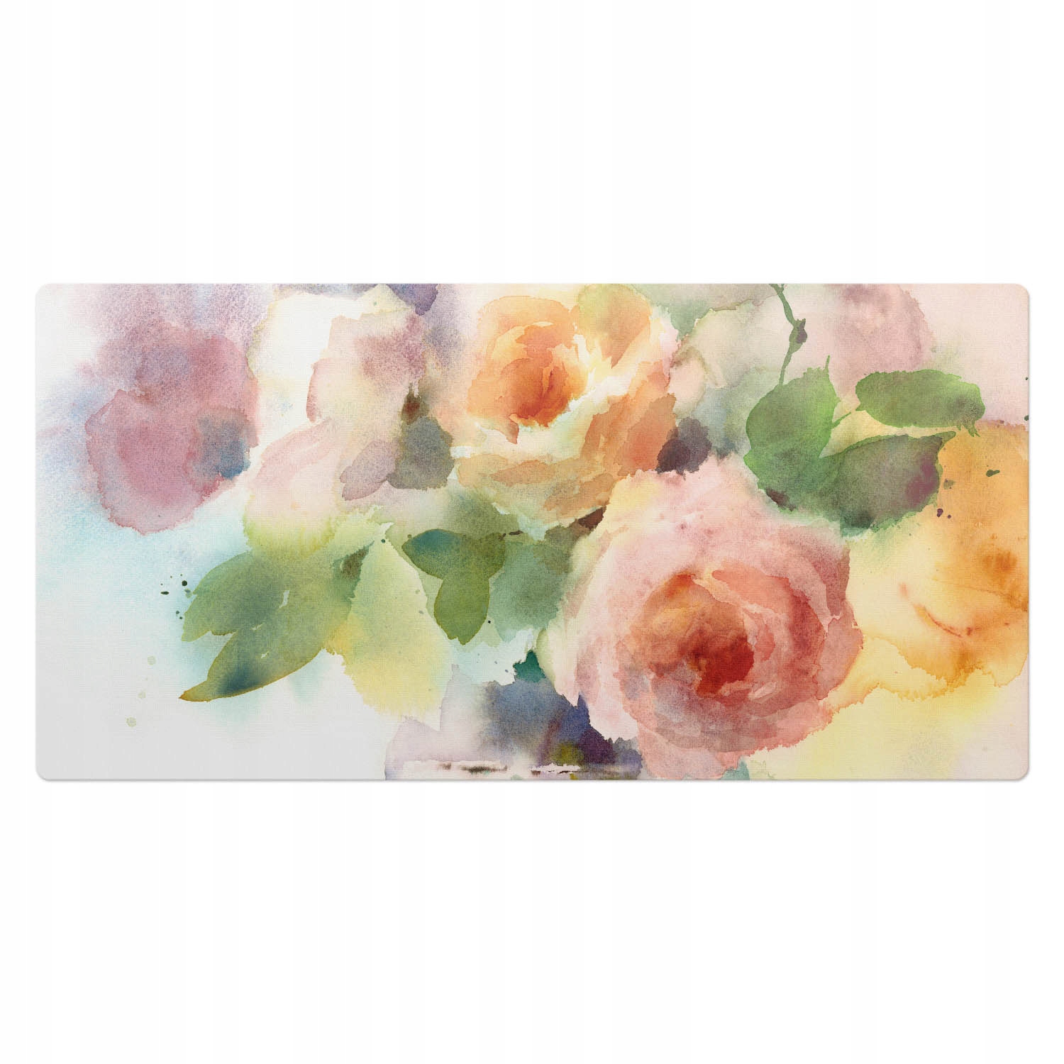 Podkładka gamingowa antypoślizgowa pod myszkę Akwarelowe kwiaty 100x50 cm