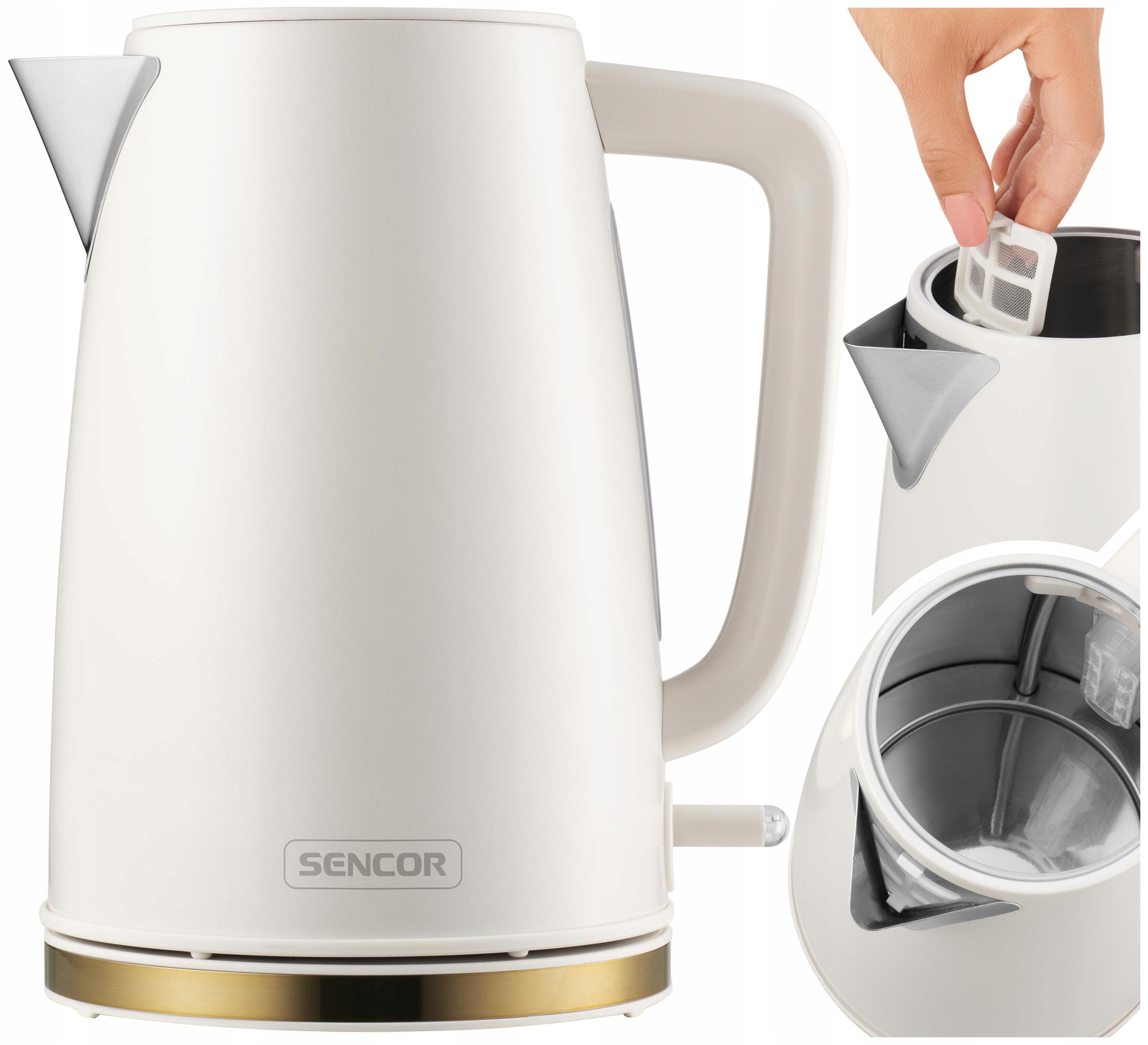 Czajnik Elektryczny Bezprzewodowy 1,7 L Sencor 2200 W Z Filtrem Biało-złoty