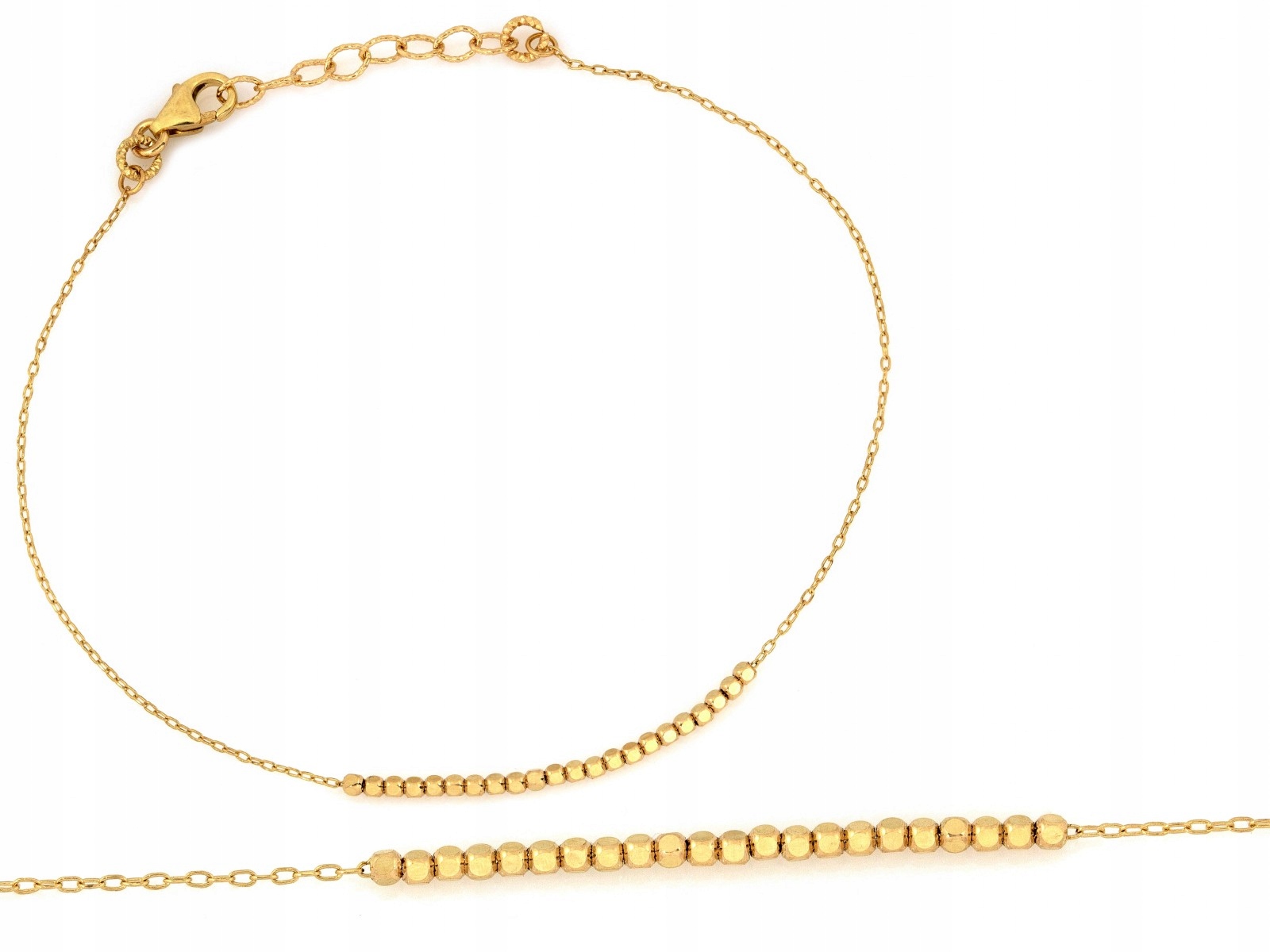 Zlatý řetízkový náramek 585 14kt s malými kostkami a regulací zapínání