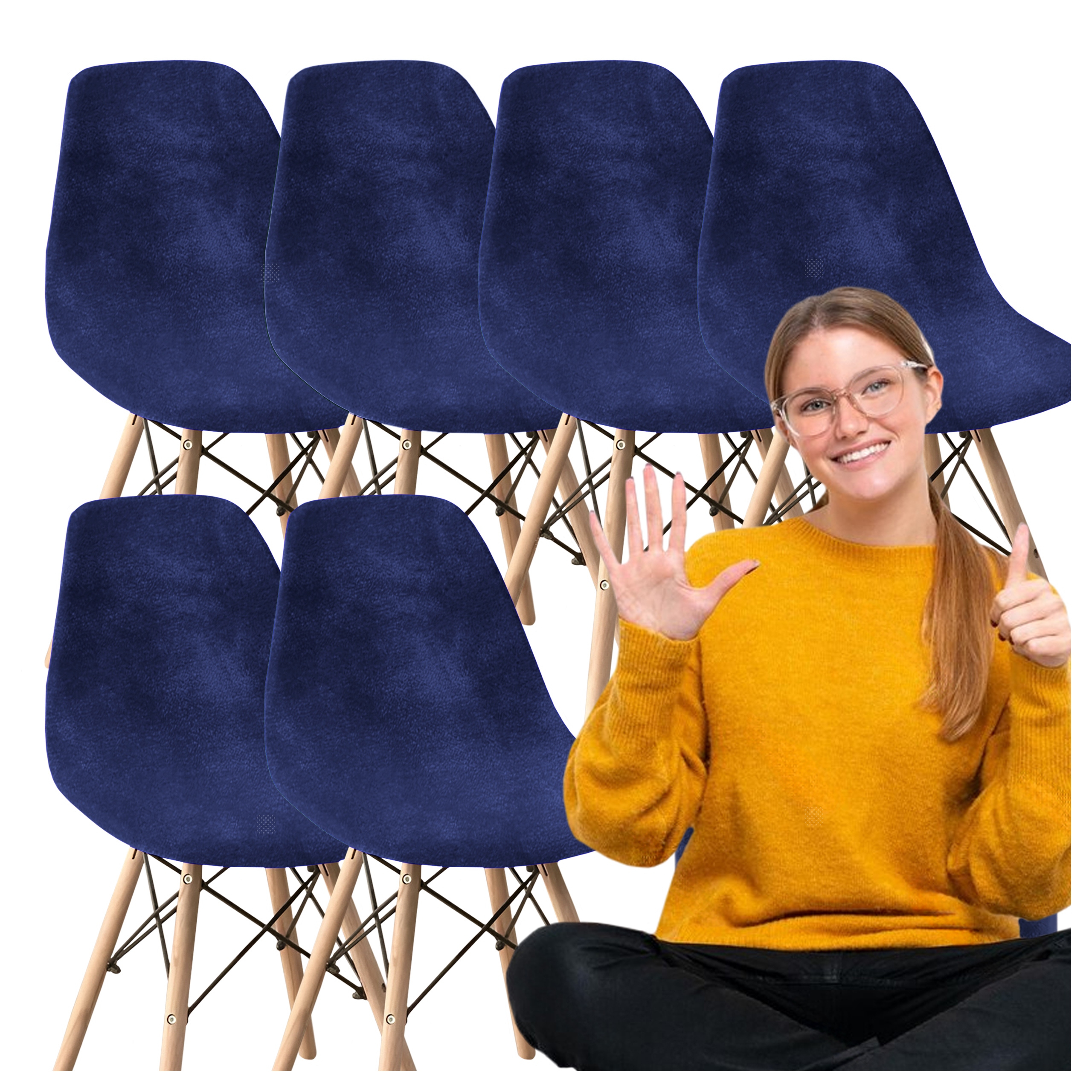 Sada: 6 x velurové potahy na skandinávské židle, elegantní potah