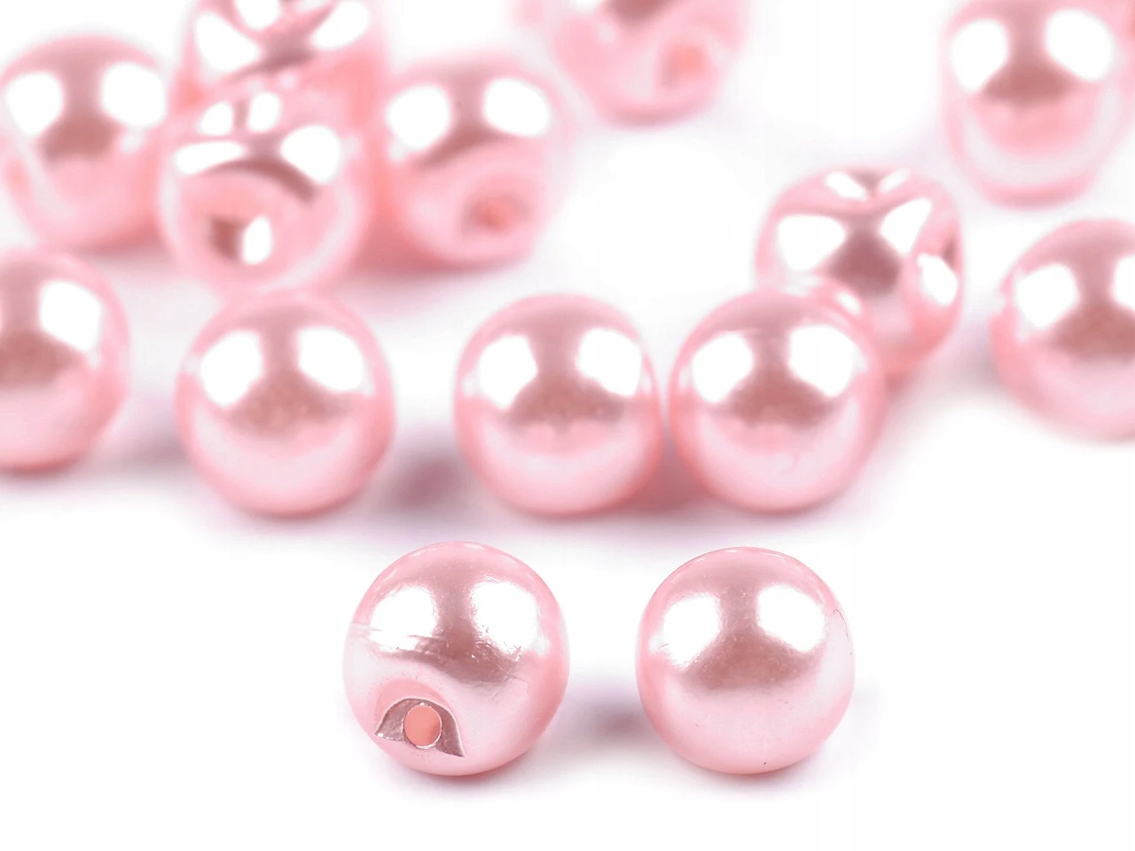 Guziki 8 mm guzik perełka perełki perły 20 szt różowy jasny