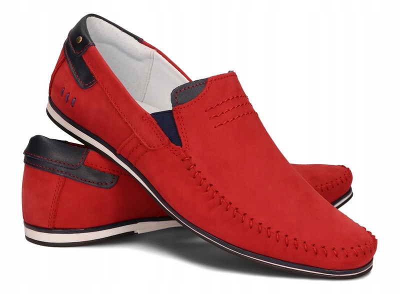 

Mokasyny Buty Męskie Skóra Casual 876 Czerwony 41