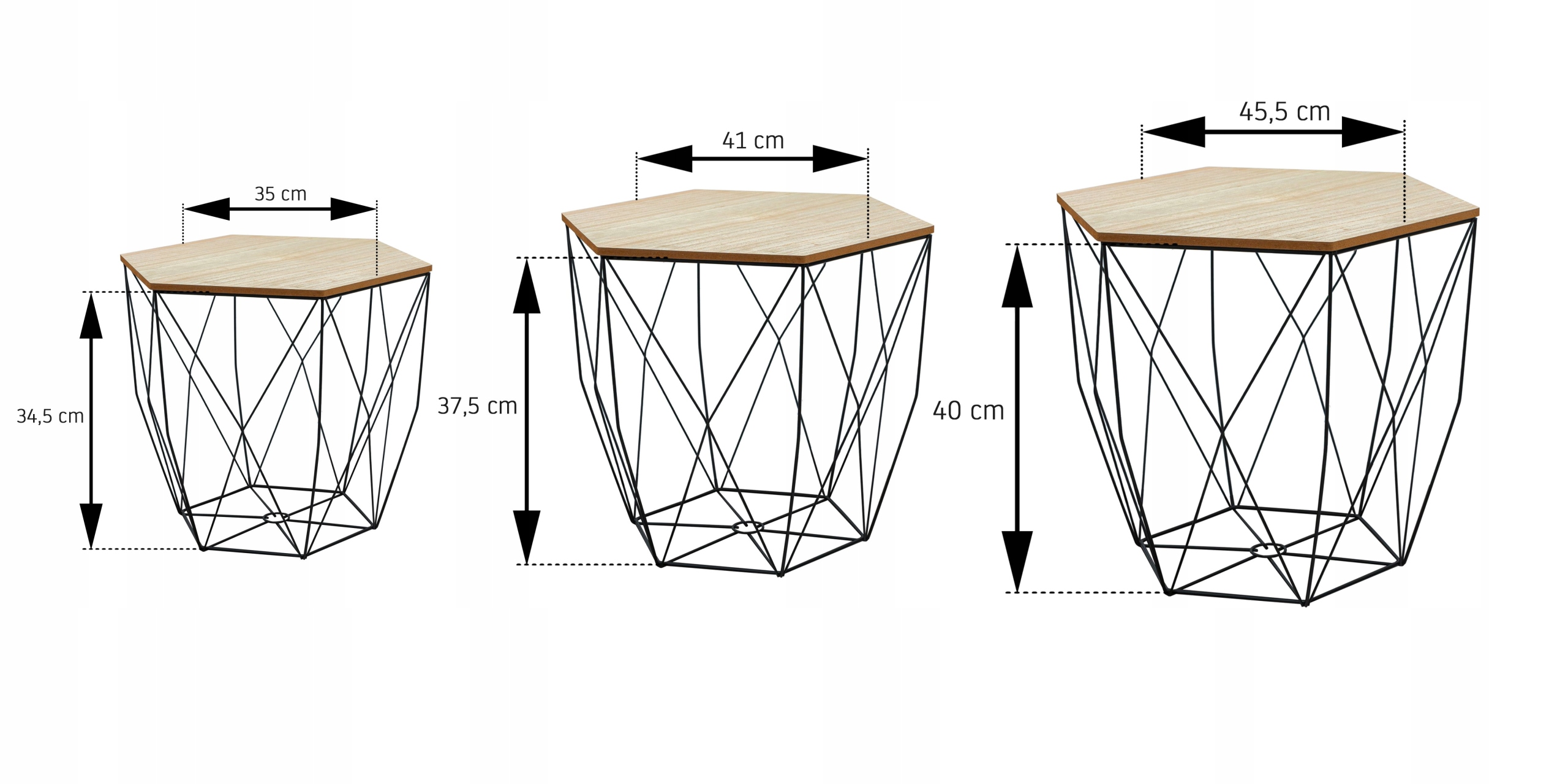 Set 3 ks - konferenční stolek, drátěná deska, dřevo Materiál: MDF deska