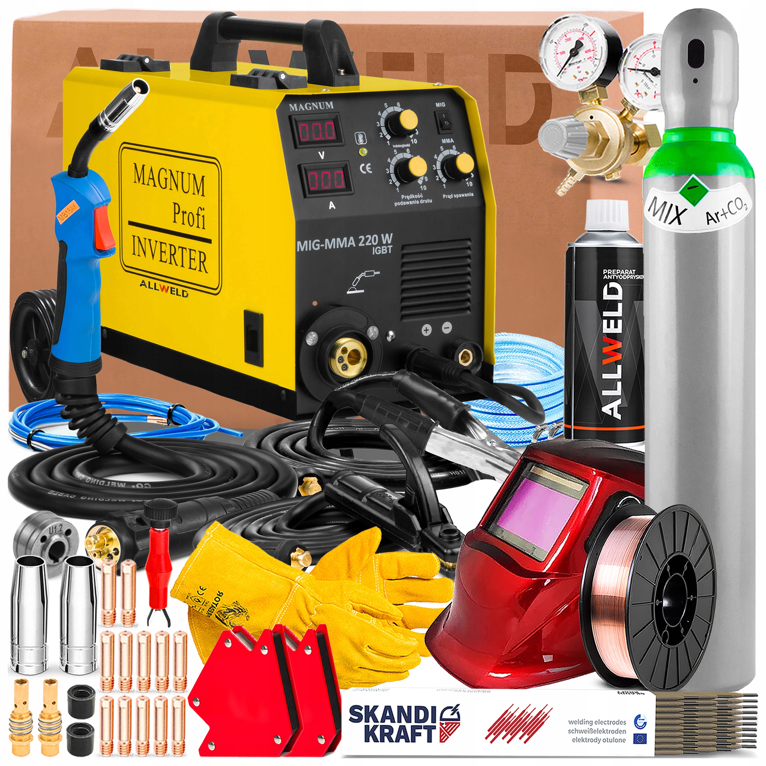 Invertorová Svářečka Magnum Mig-mma 220W 230V 200A Flux Lutosvařování Ocel Alu