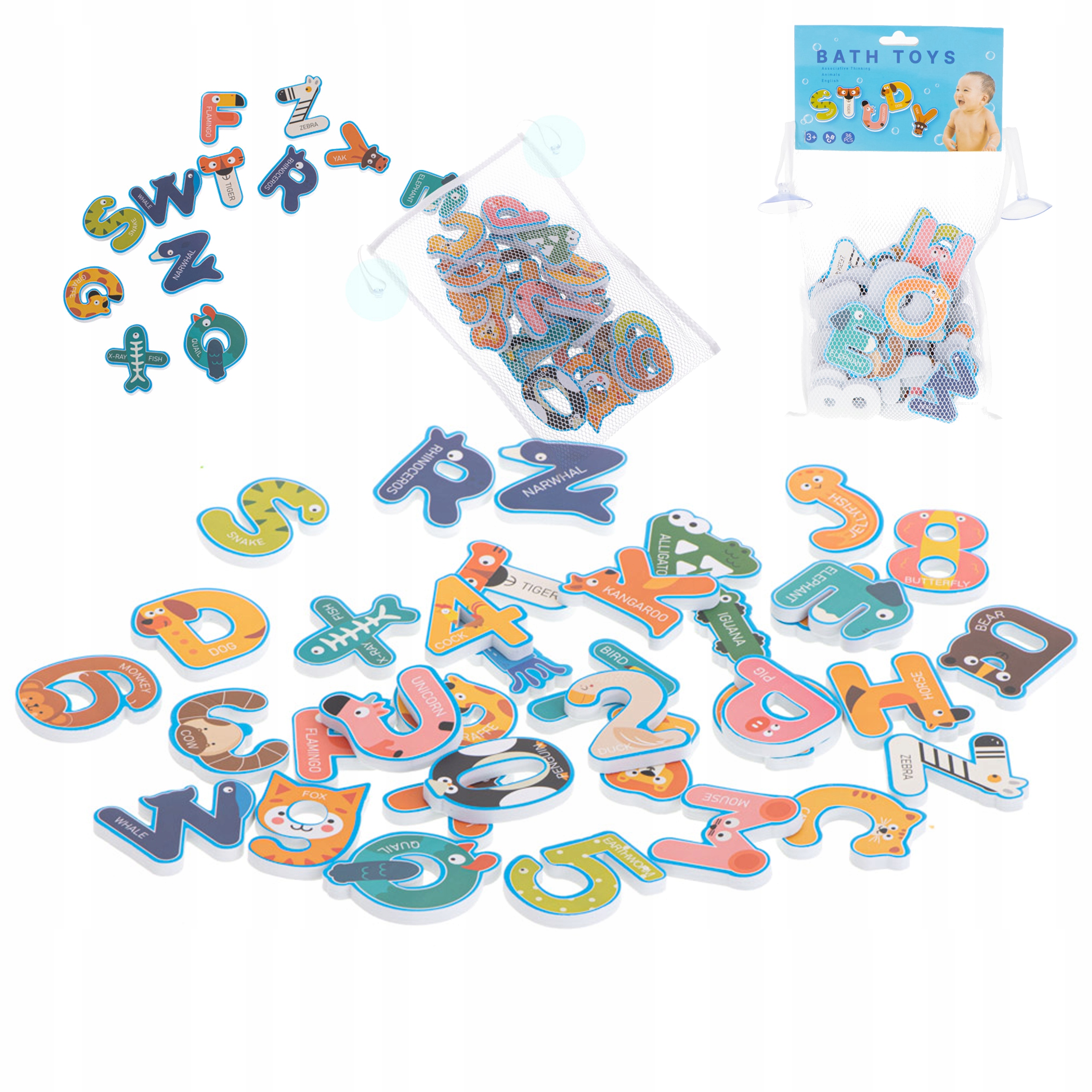 Zabawka do kąpieli literki cyferki piankowe