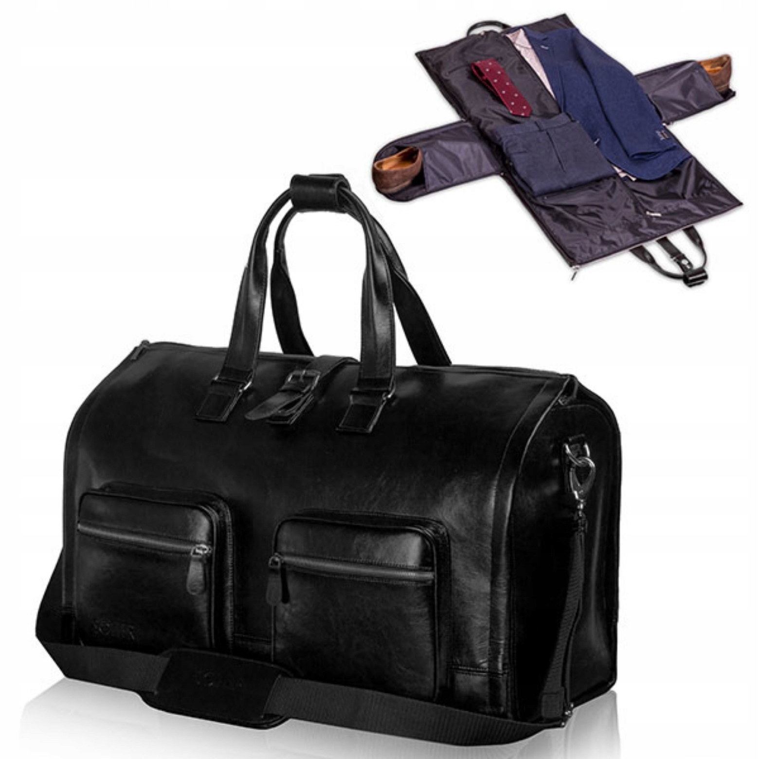 Víkendová taška na cestovní oblek 2v1 Přírodní kůže Solier Bonus