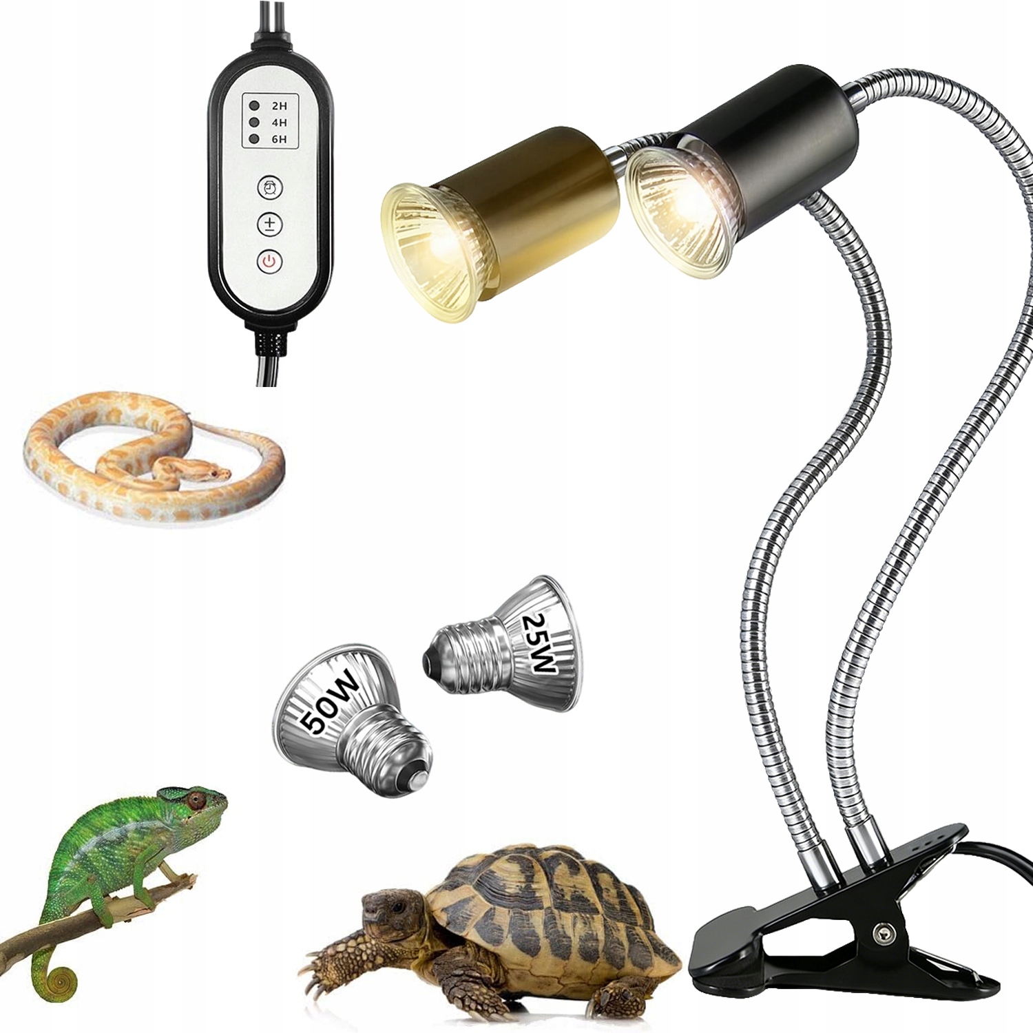 Levně Dvojitá topná lampa do terária pro želvy, ještěrky a sukulenty