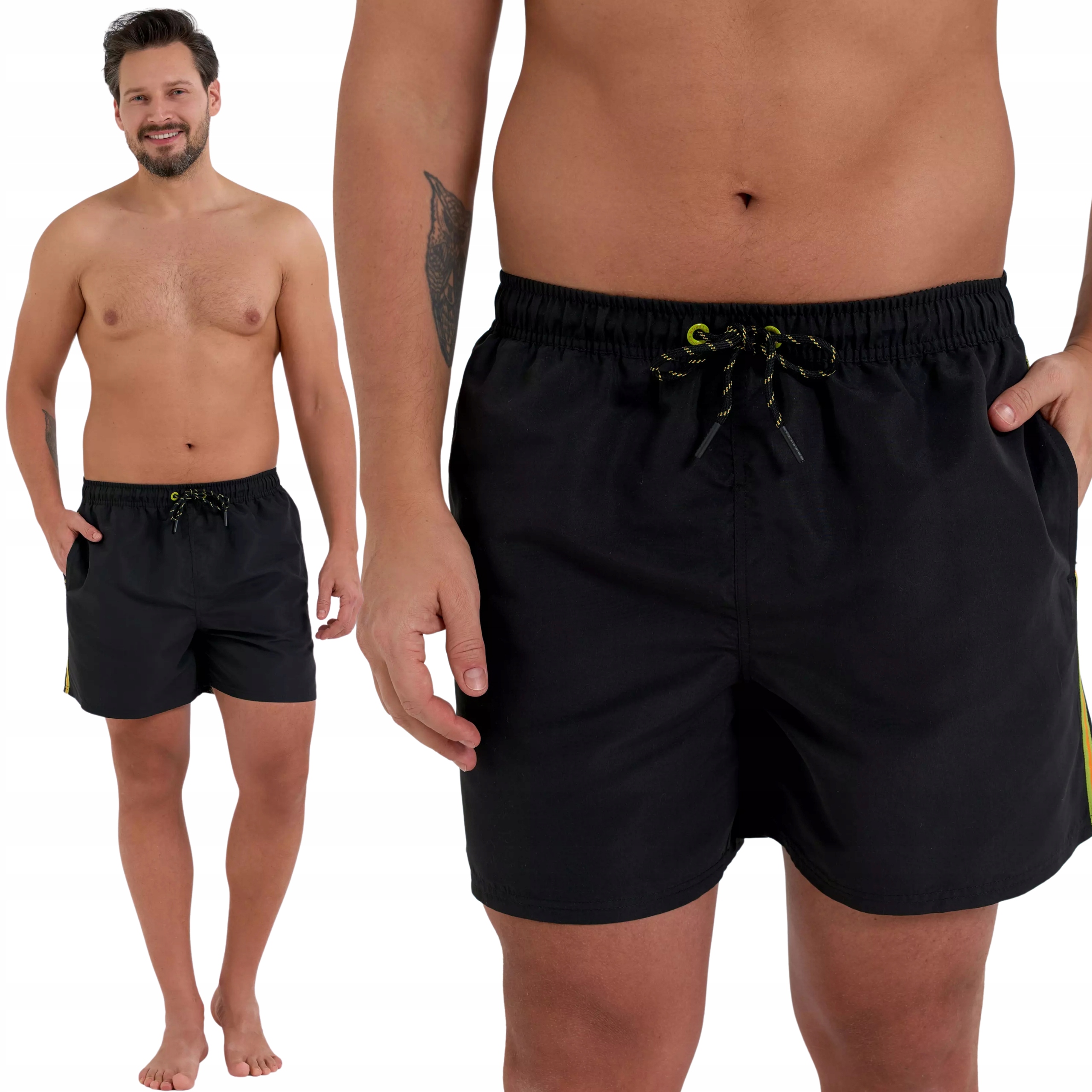 SZORTY KĄPIELOWE SPODENKI PLAŻOWE KĄPIELÓWKI MORAJ WIĄZANE CZARNY