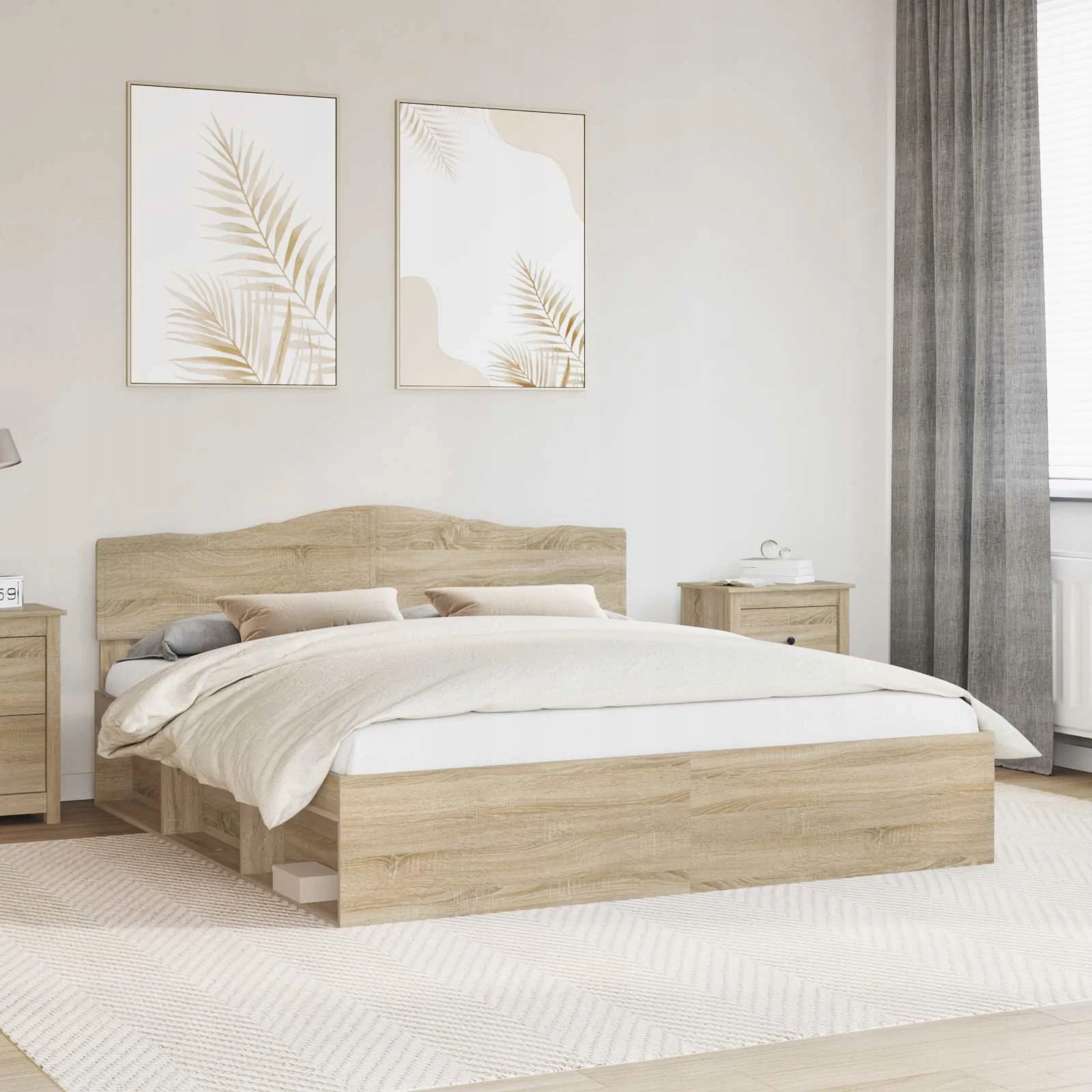 vidaXL Rám postele s čelo Sonoma 200 x 200 cm Masivní borové dřevo
