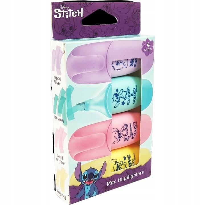 ZAKREŚLACZE MINI 4 SZT STITCH DISNEY FASHION COOLPACK